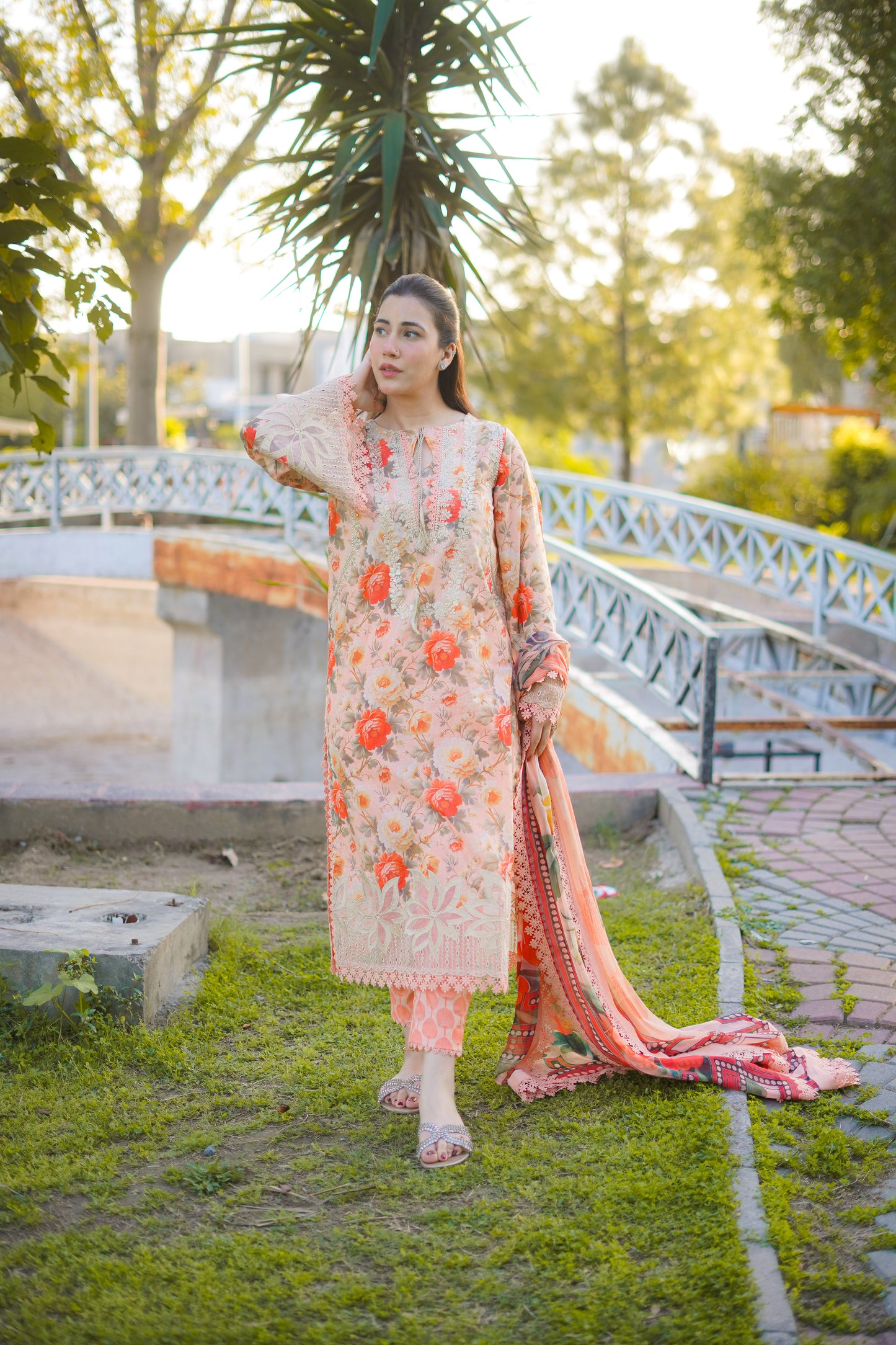 Rs 11500 Aneelas print Emb lawn chiffon Duppata stitched 3 pc