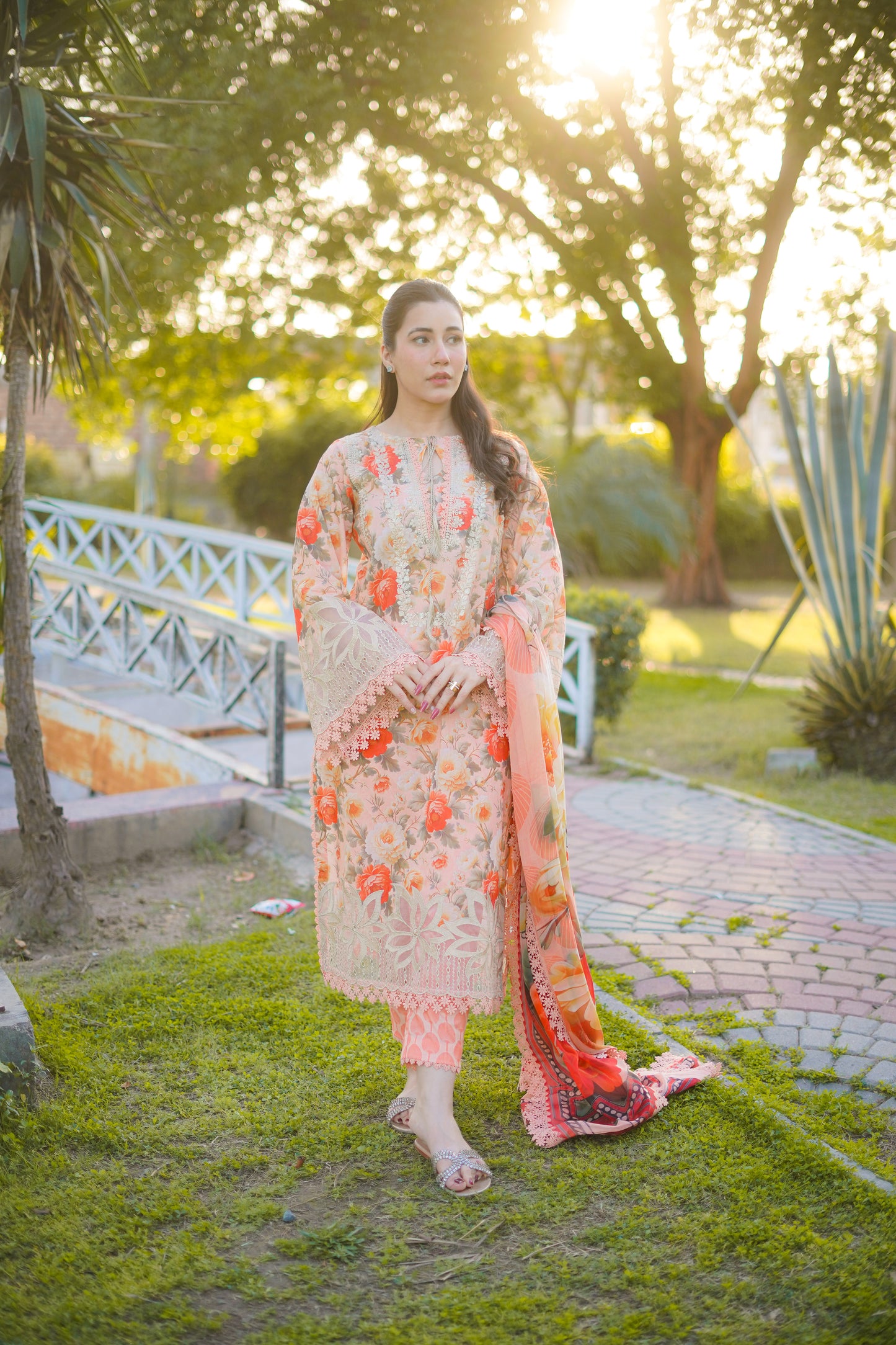 Rs 11500 Aneelas print Emb lawn chiffon Duppata stitched 3 pc