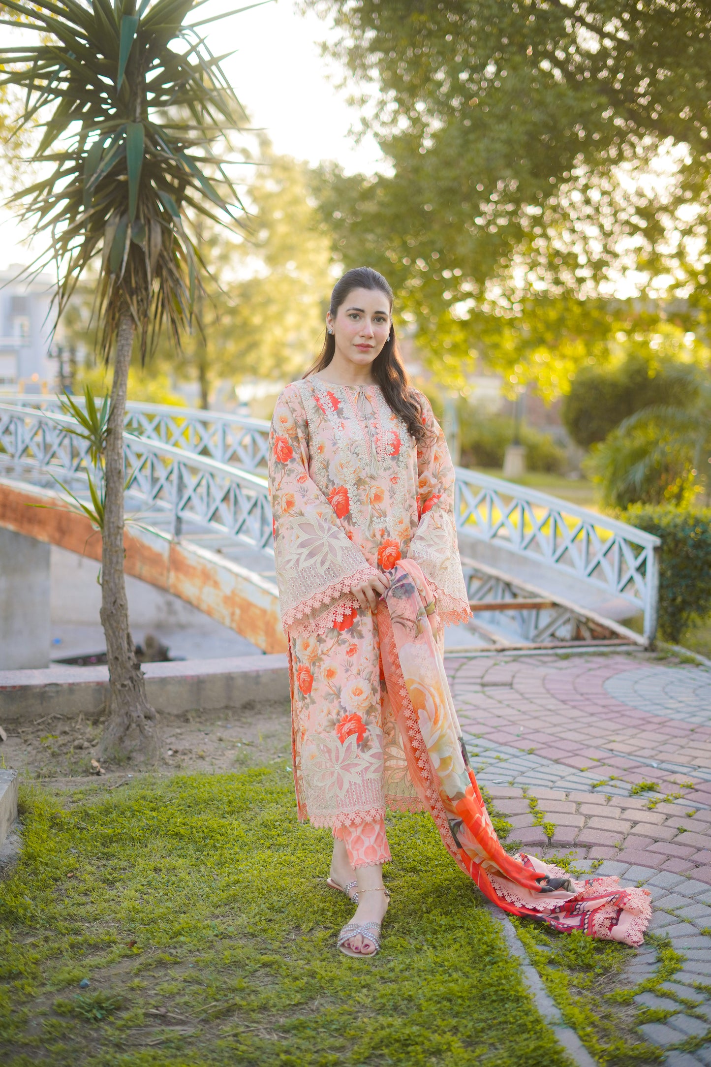 Rs 11500 Aneelas print Emb lawn chiffon Duppata stitched 3 pc