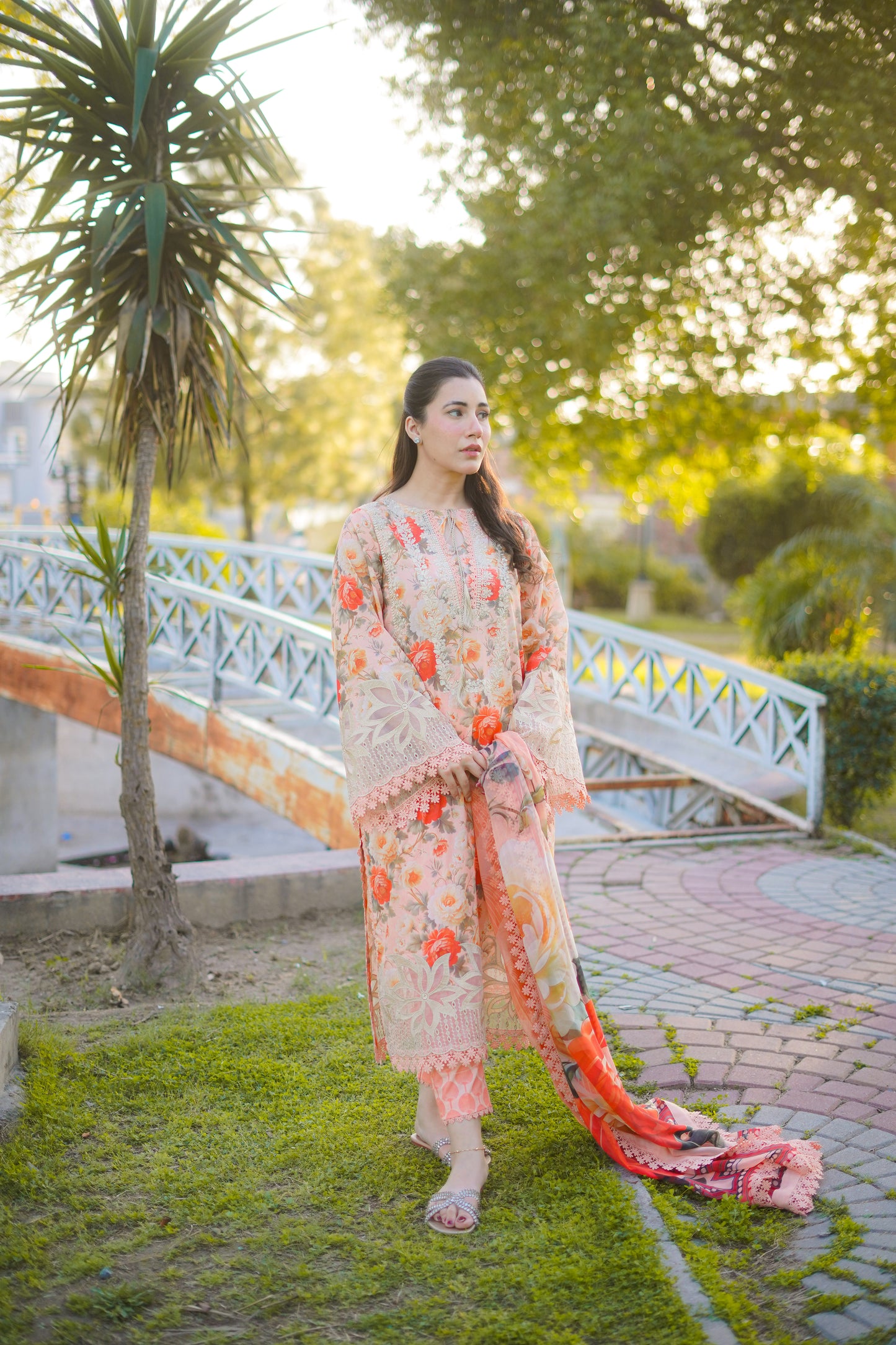 Rs 11500 Aneelas print Emb lawn chiffon Duppata stitched 3 pc