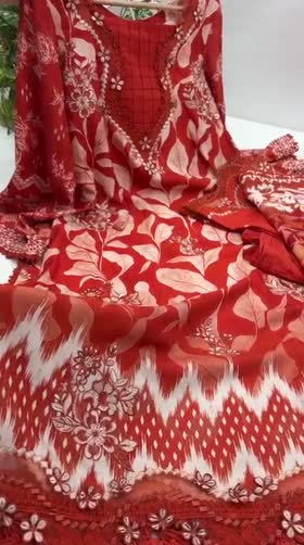 Aneelas Print Emb Twill 3pc Twill Duppata [WPR-26-02-A-B] [Dispatch Time 2.5 Months]
