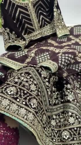 Aneelas Luxury Velvet Full Sleeves Emb Maxi 3pc Emb Organza Duppata [VT-26-04-B] [Dispatch Time 2.5 Months]