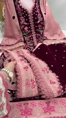 Rs 29500 Aneelas Stitched Signature Pashmina Emb 3pc Velvet Emb Shawl [SV] [WLUX-26-22] [Dispatch Time 2 Months]