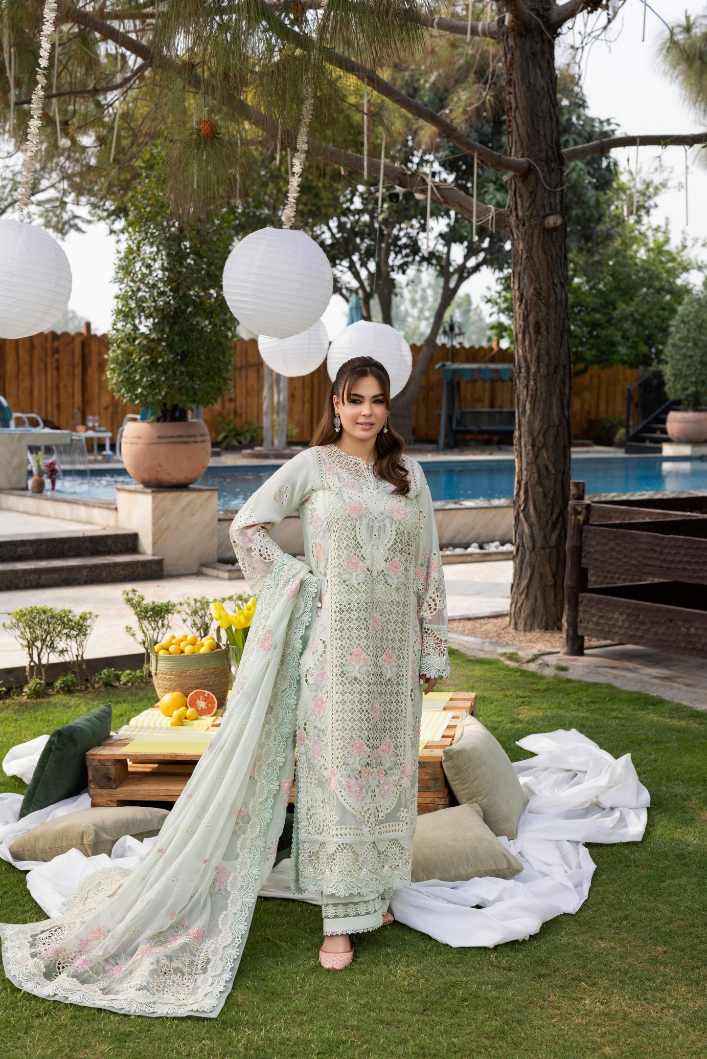 Rs 22500 Aneelas Stiched Signature Luxury lawn 3Pc [LUX-26-12] [Dispatch Ready]
