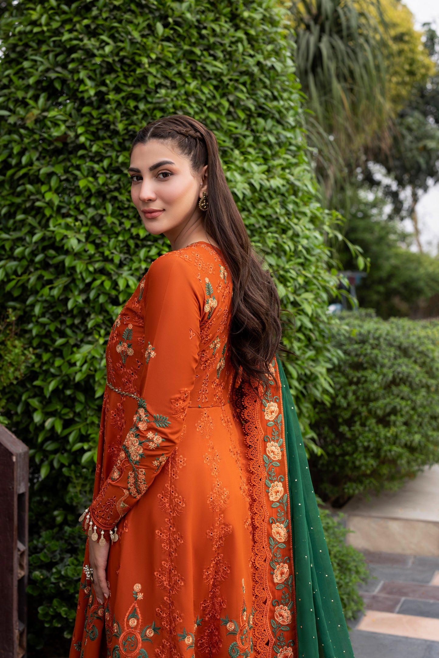 Rs 23500 Aneelas Stitched Lawn Heavy Emb Frock Chiffon Emb Duppata 3pc [LUX-26-28] [EAD] [Dispatch Ready]