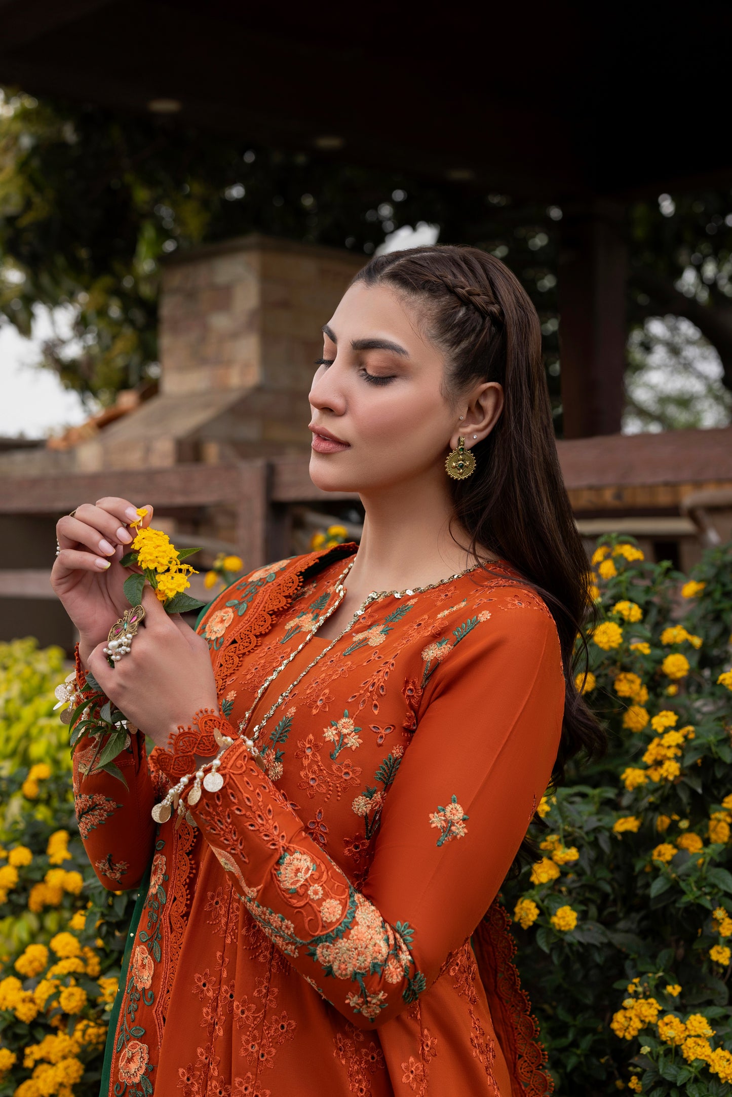 Rs 23500 Aneelas Stitched Lawn Heavy Emb Frock Chiffon Emb Duppata 3pc [LUX-26-28] [EAD] [Dispatch Ready]