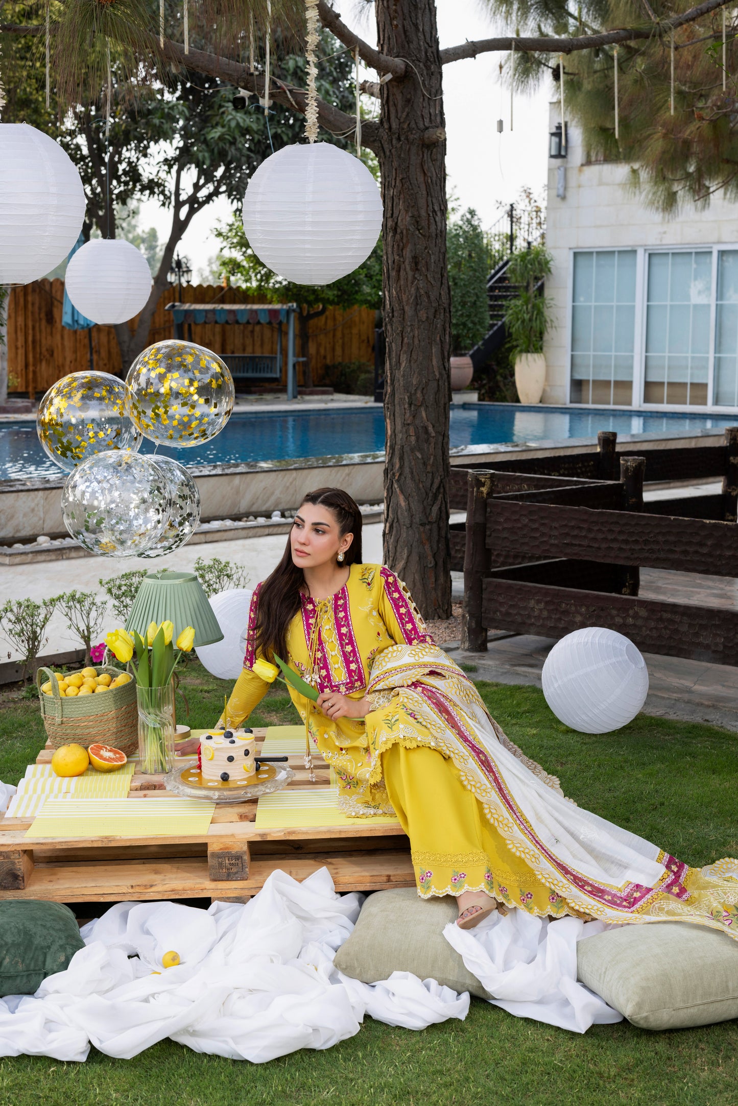 Rs 17500 Aneelas Stiched Luxury Lawn Emb Shirt with Sharara 3pc [LUX-26-43] [EAD] [Dispatch Time 2 Months]
