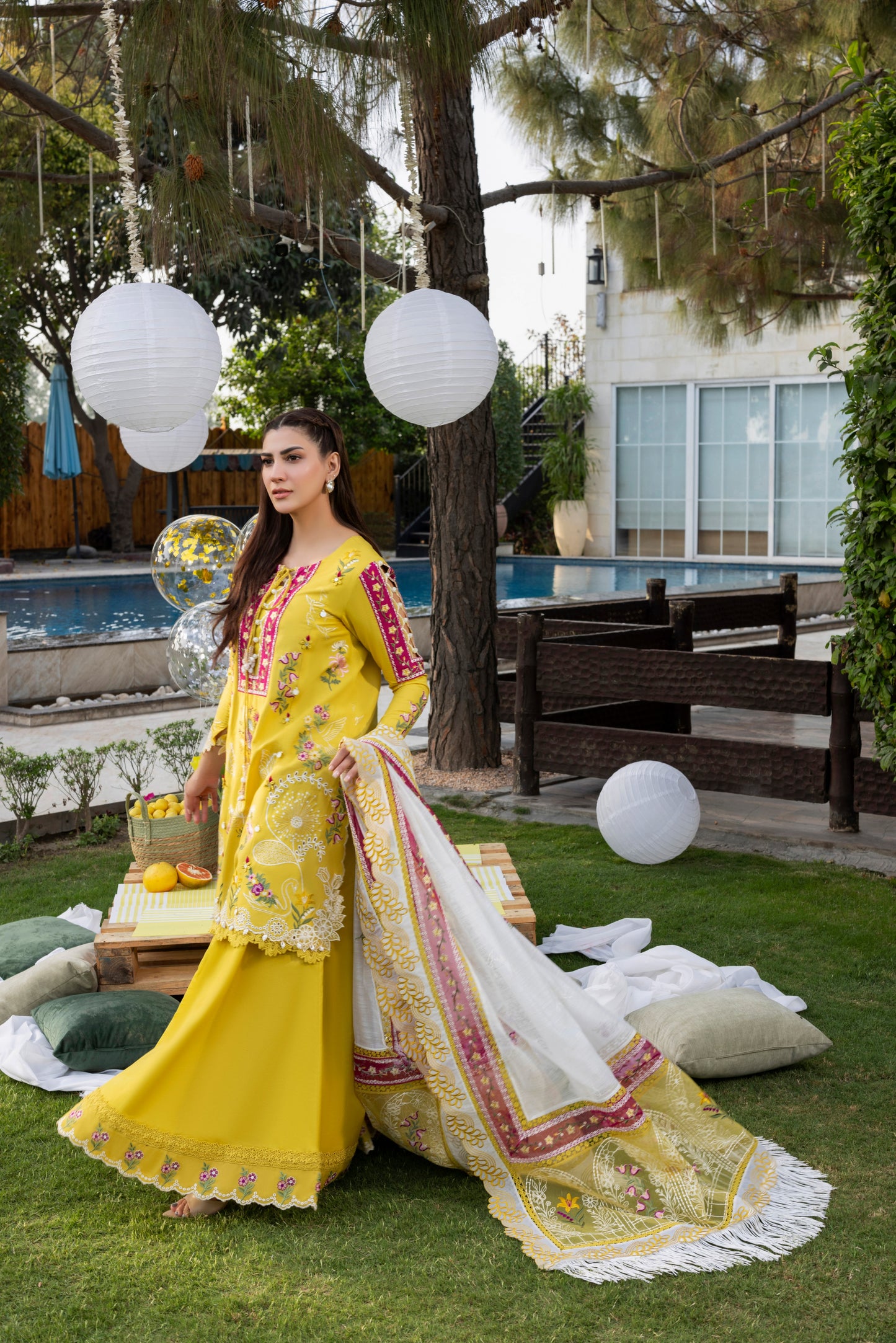 Rs 12500 Aneelas Stitched Luxury Lawn Emb 2pc Emb Sharara [LUX-26-43-A] [Dispatch Time 2.5 Months]