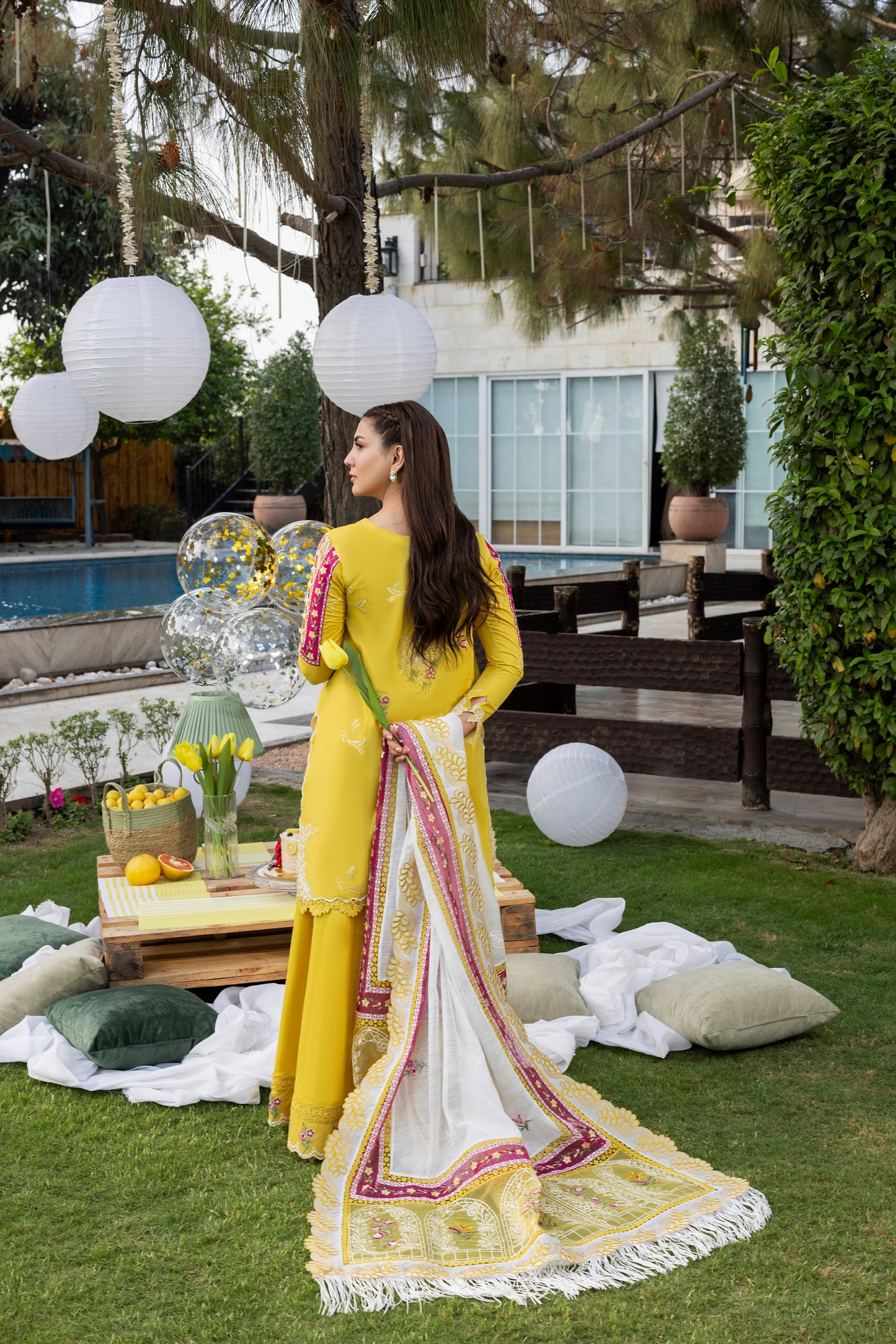Rs 12500 Aneelas Stitched Luxury Lawn Emb 2pc Emb Sharara [LUX-26-43-A] [Dispatch Time 2.5 Months]