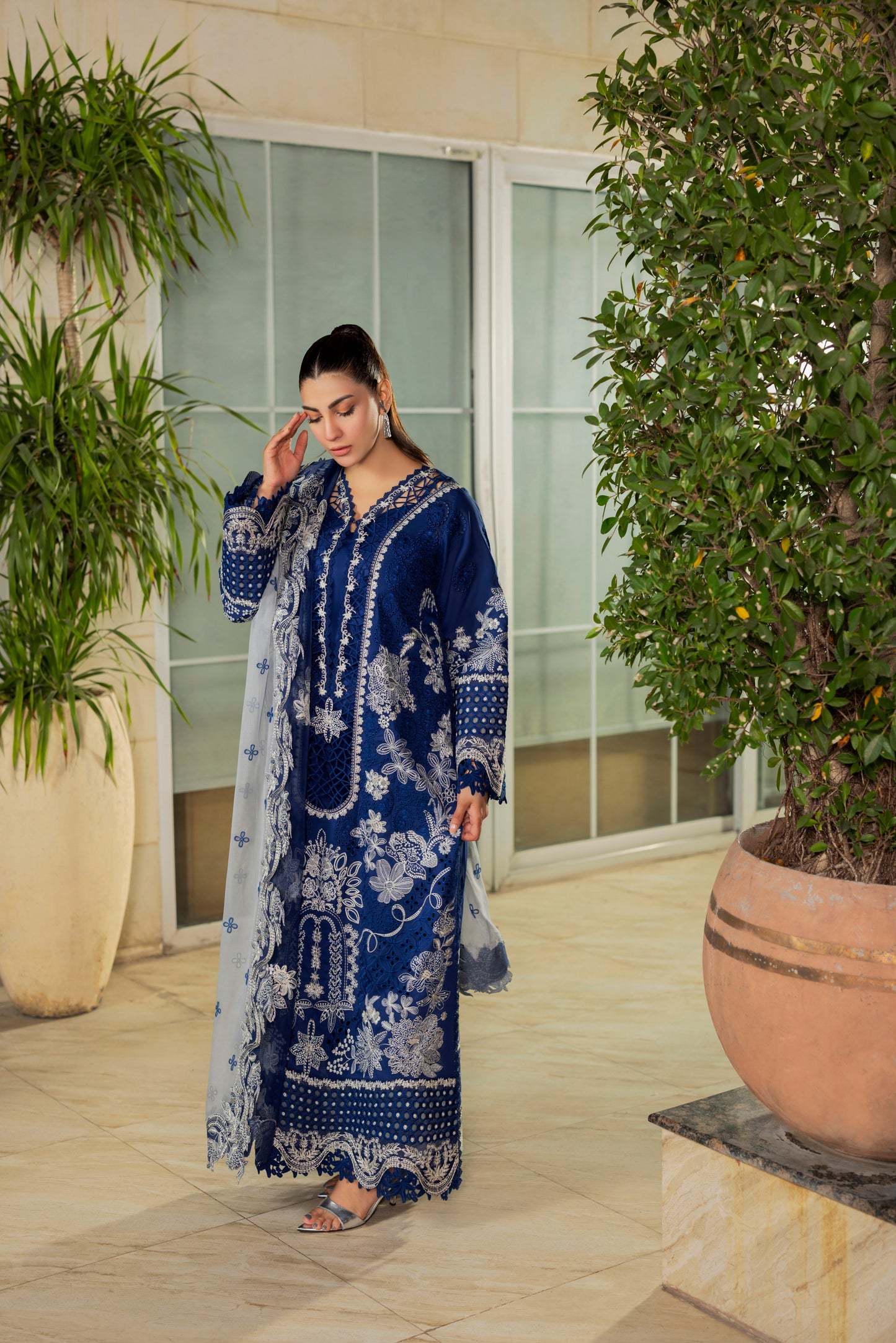 Rs 22500 Aneelas Stitched Signature Luxury Lawn Emb 3pc Organza Duppata [LUX-26-38] [EAD] [Dispatch Time 2.5 Months]