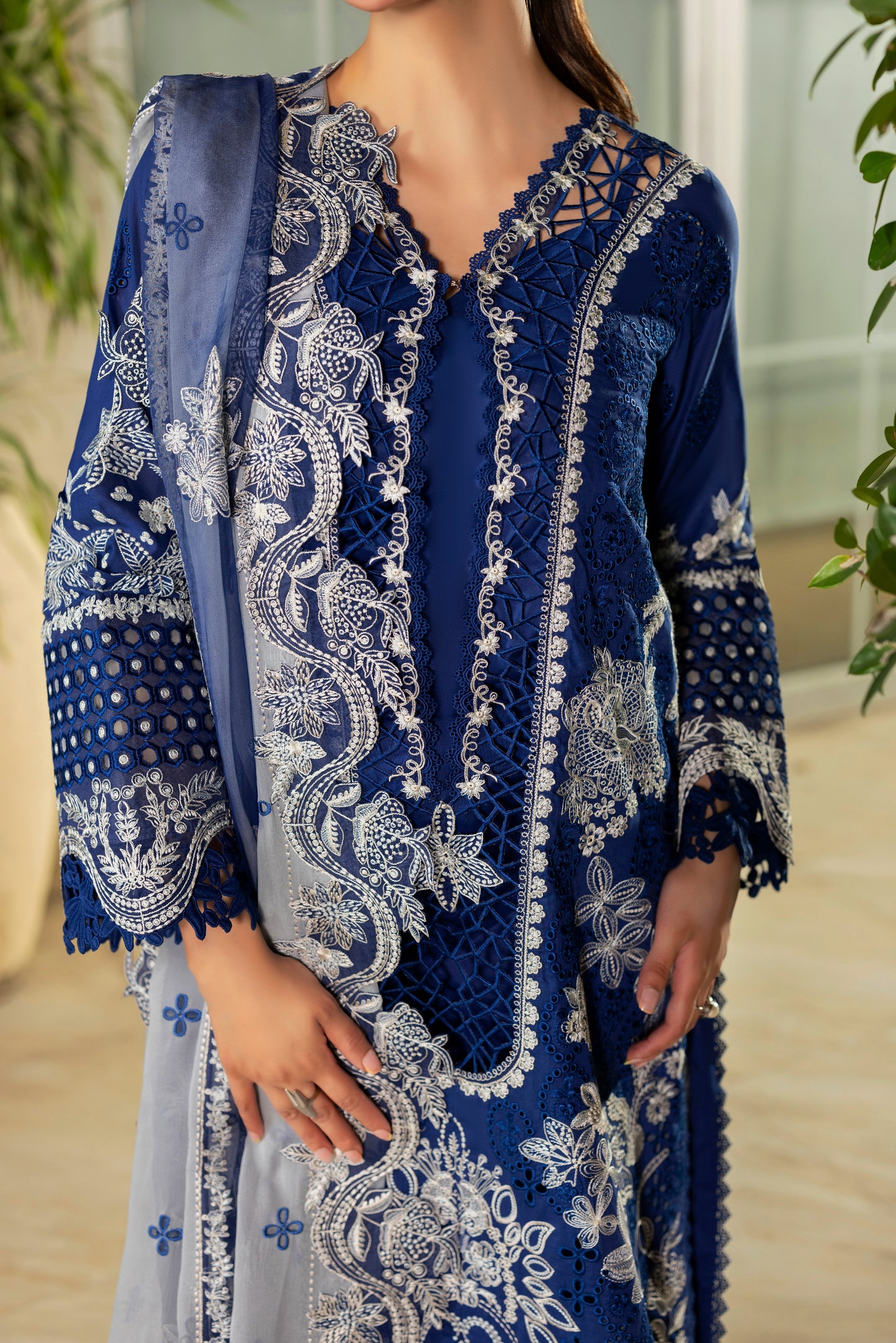 Rs 22500 Aneelas Stitched Signature Luxury Lawn Emb 3pc Organza Duppata [LUX-26-38] [EAD] [Dispatch Time 2.5 Months]
