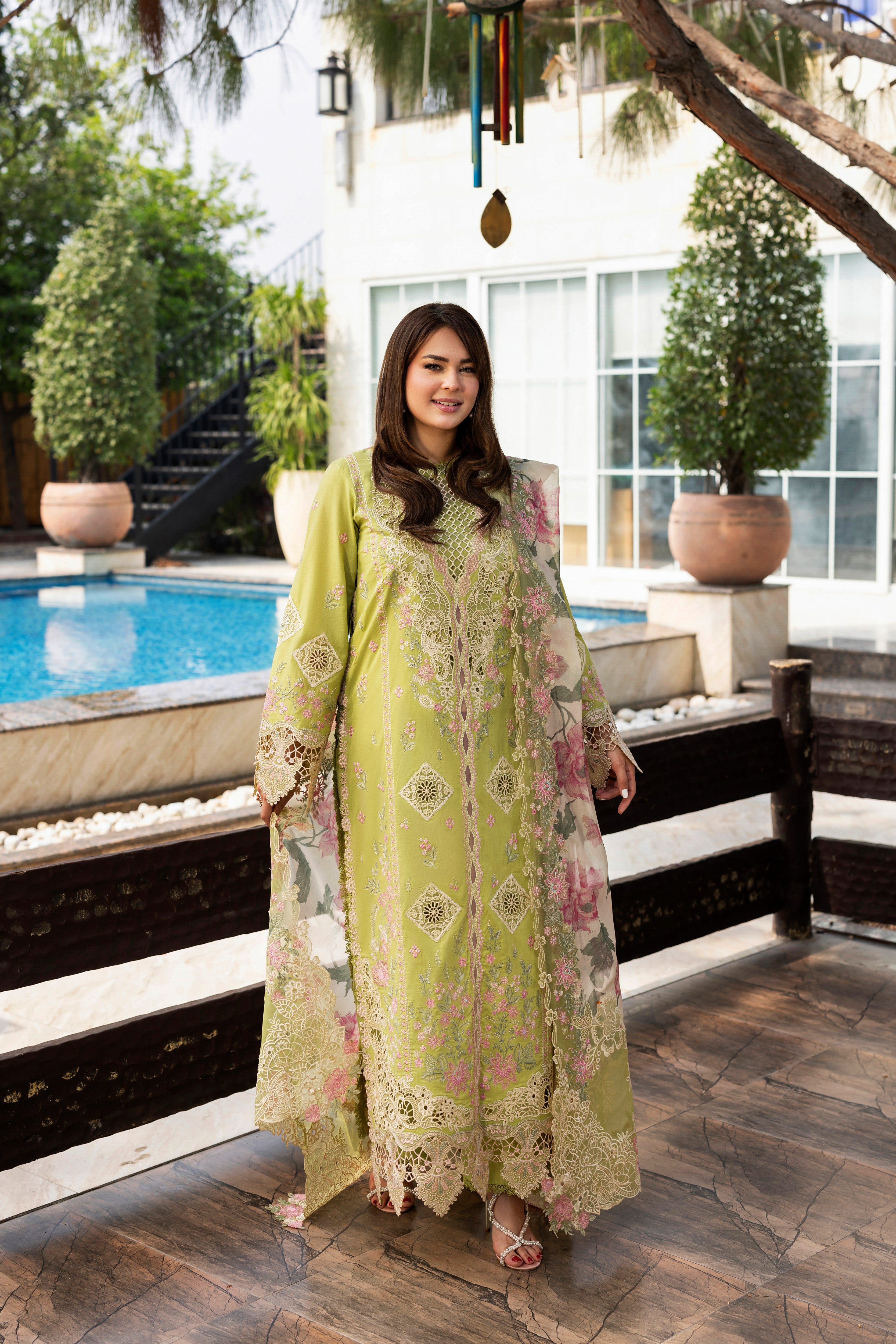 Rs 21000 Aneelas Luxury Stiched Lawn Emb With Emb Chiffon dupatta 3pc [LUX-26-29] [EAD] [Dispatch Ready]