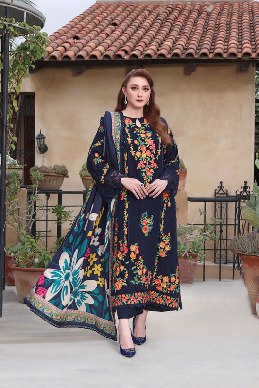 Rs 15000 Aneelas Stitched Winter Peach Wool Emb 3pc [PL-02] [Dispatch Time 2 Months]