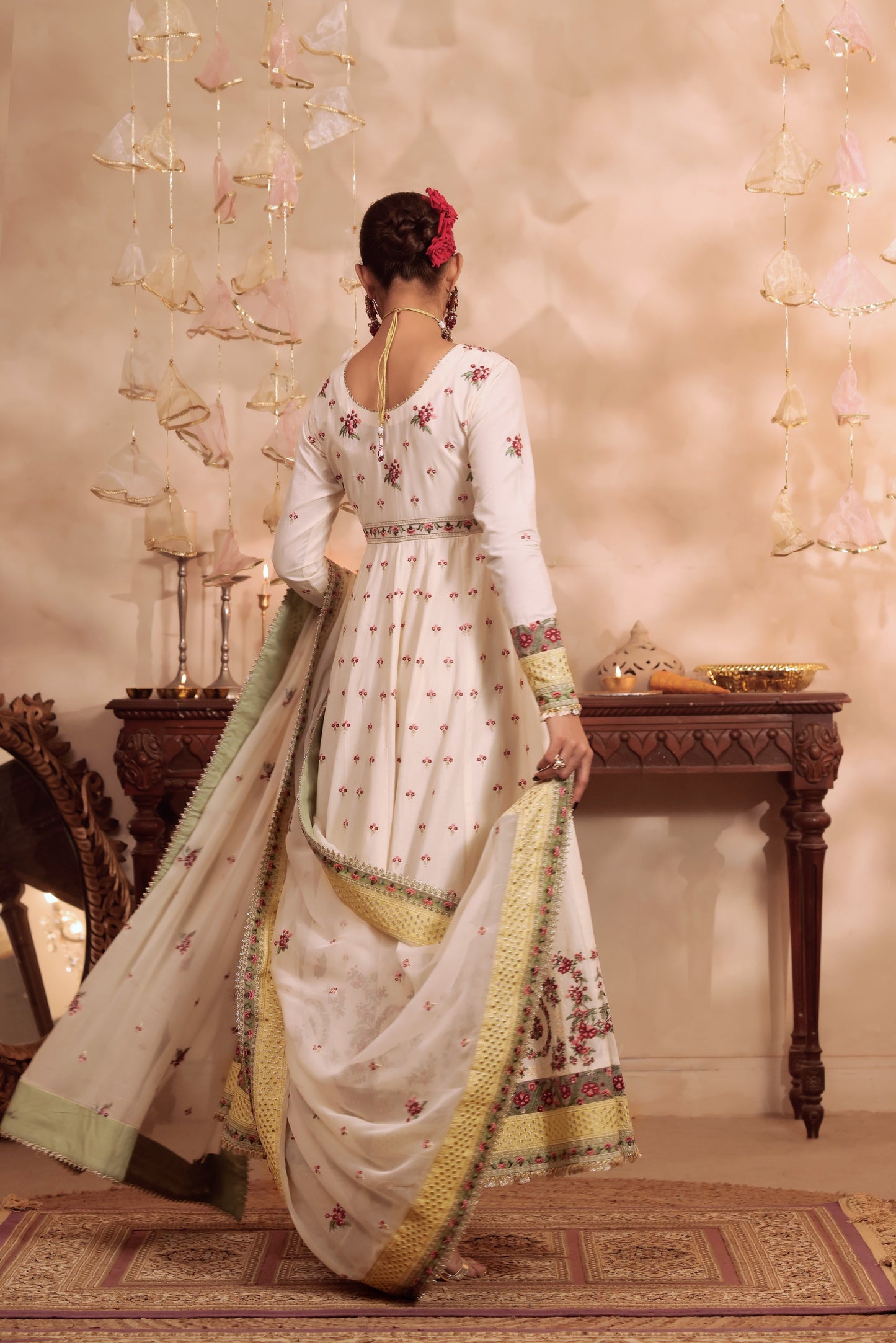 Rs 22500 Aneelas Stitched Lawn Heavy Emb Frock 3pc Emb Chiffon Duppata [LUX-26-83] [Dispatch Time 2 Months]