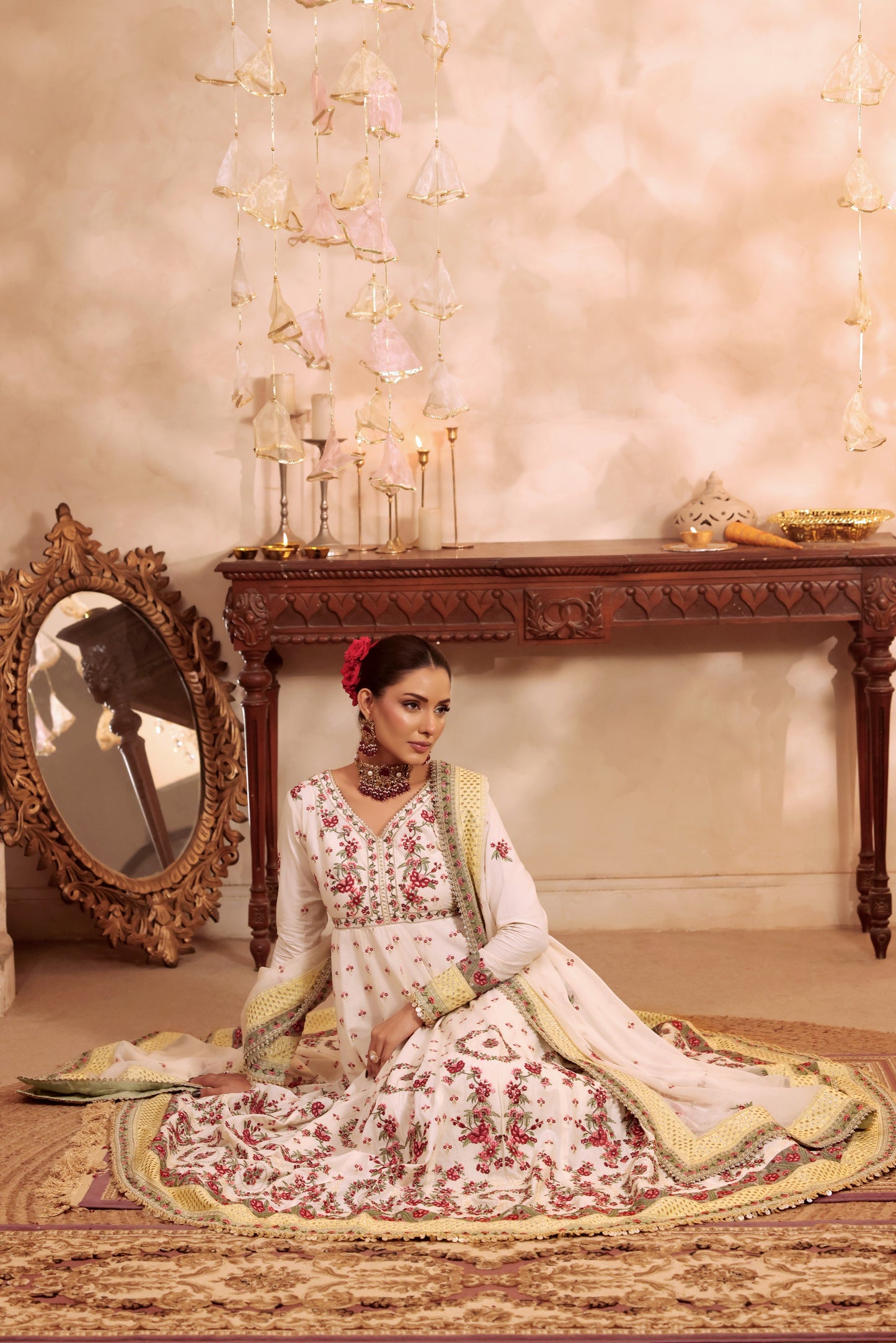 Rs 22500 Aneelas Stitched Lawn Heavy Emb Frock 3pc Emb Chiffon Duppata [LUX-26-83] [Dispatch Time 2 Months]