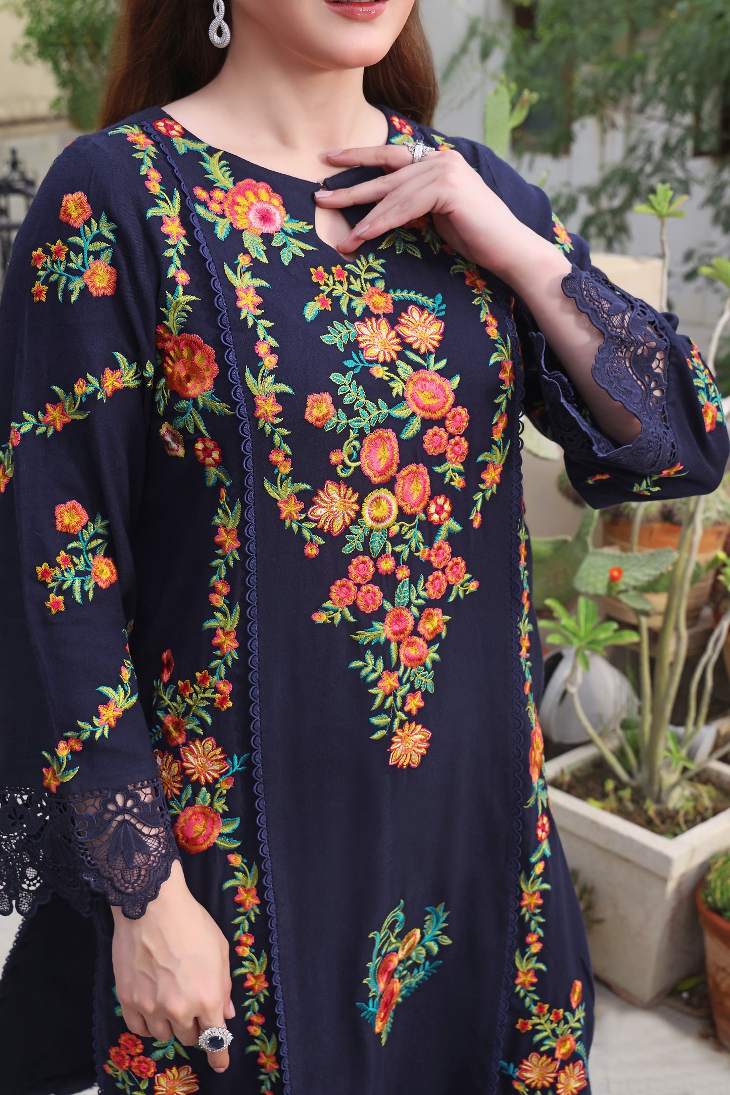 Aneelas Stitched Winter Peach Wool Emb 3pc [MOMINA-02] [Dispatch Time 2 Months]
