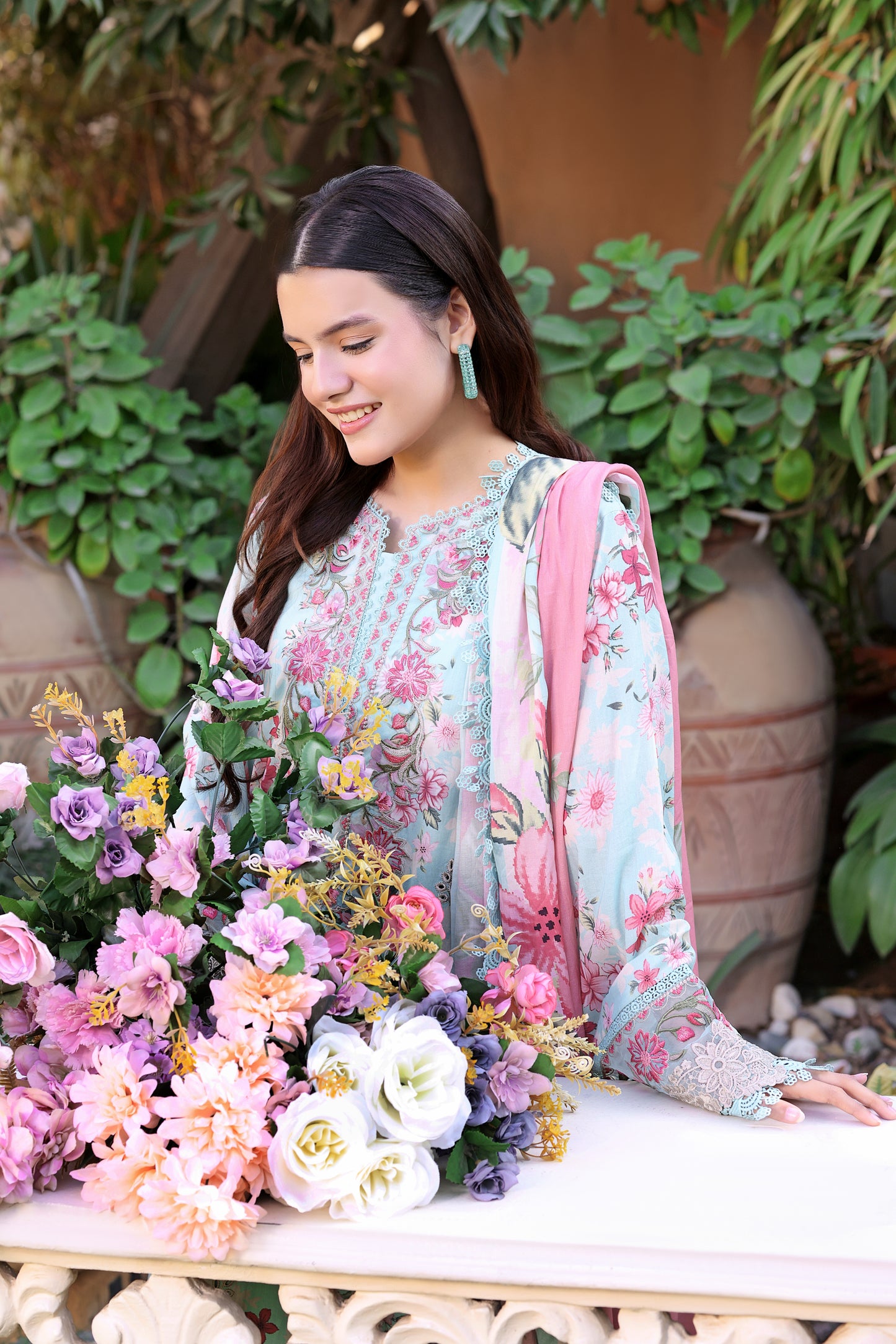 Rs 12500 Aneelas Stitched Print Emb Lawn Printed Lawn Duppata 3pc [SPR-26-02] [Dispatch Time 2 Month]