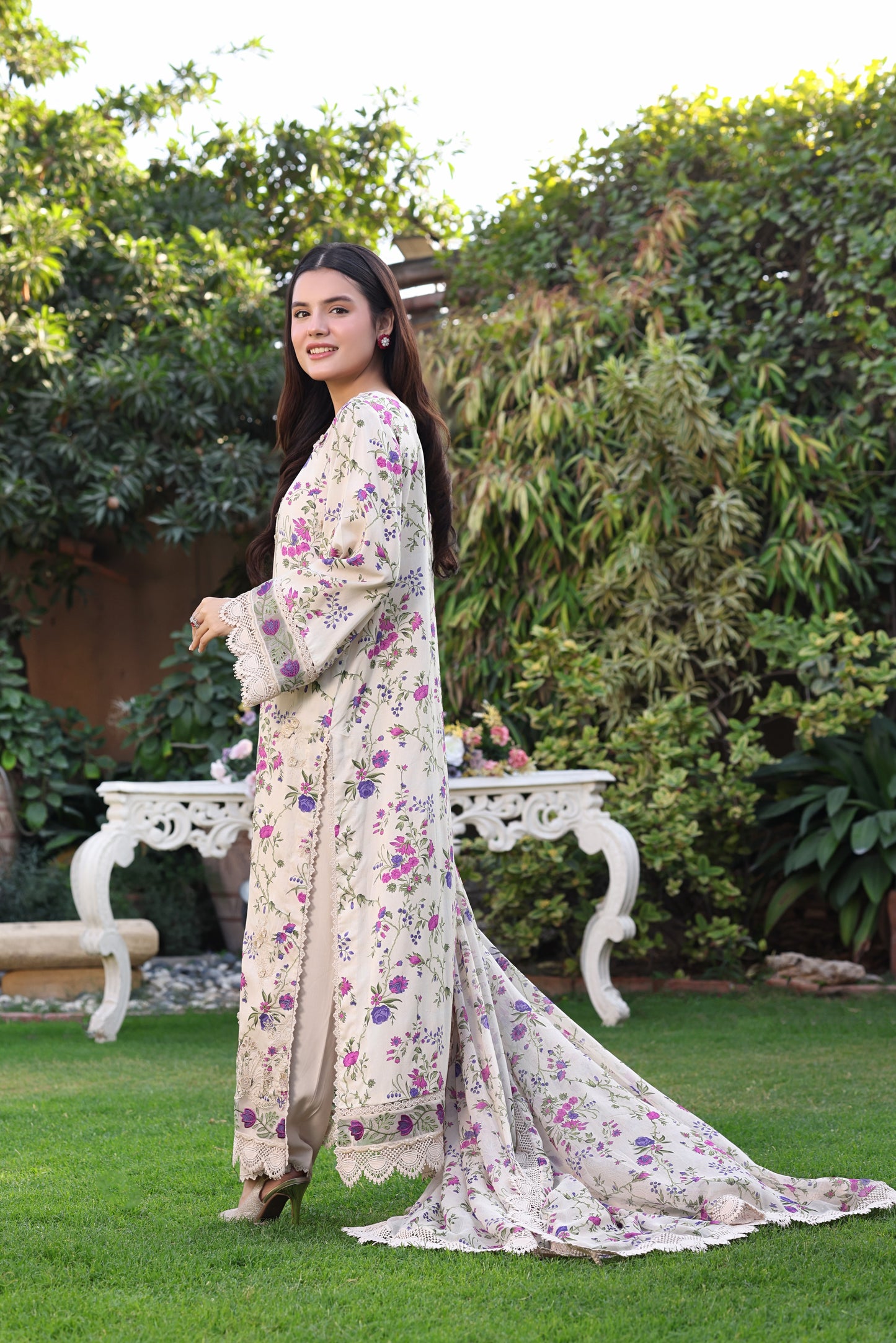 Rs 12500 Aneelas Stitched Print Emb Lawn Chiffon Duppata 3pc [SPR-26-01] [Dispatch Time 2 Months]