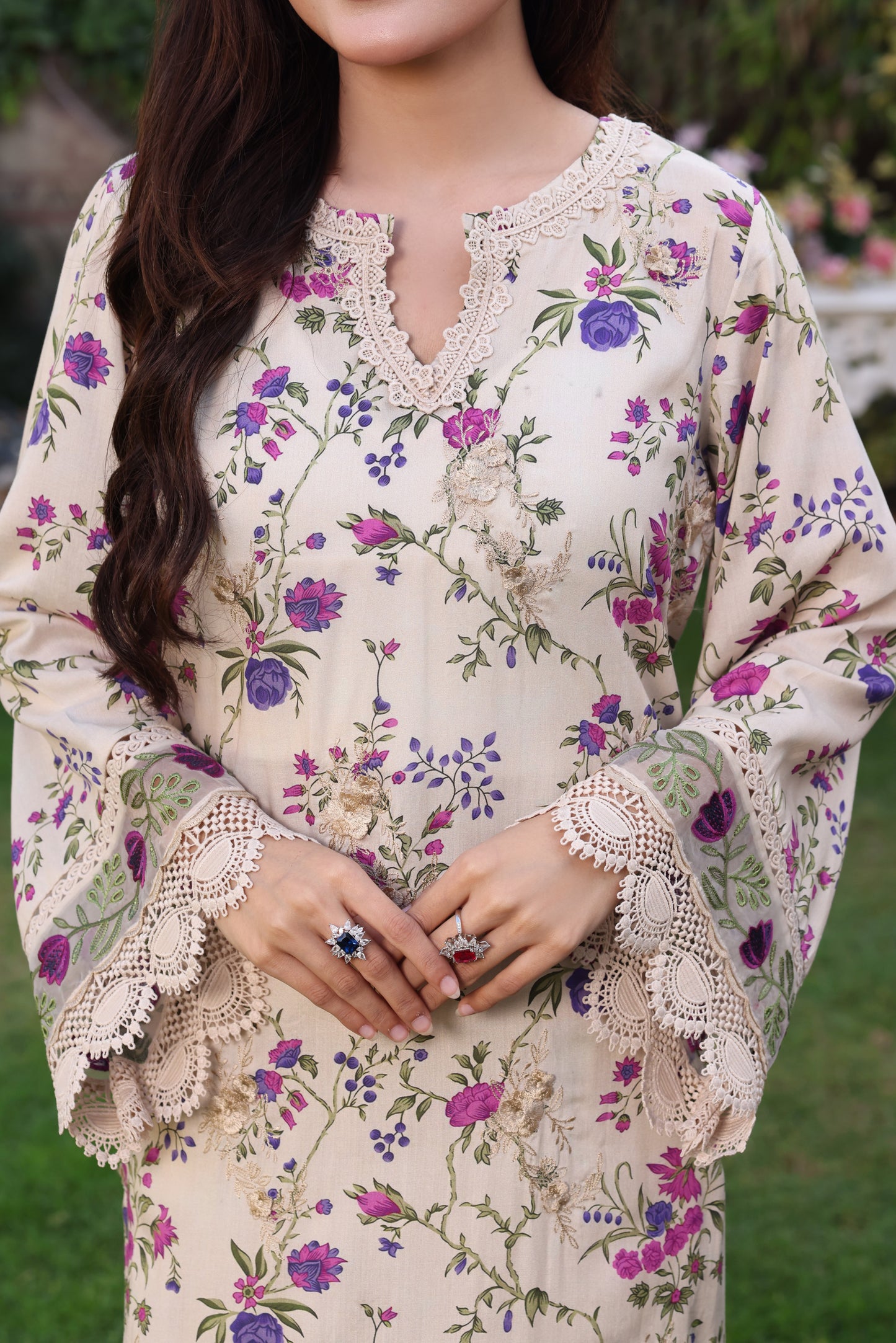Rs 12500 Aneelas Stitched Print Emb Lawn Chiffon Duppata 3pc [SPR-26-01] [Dispatch Time 2 Months]