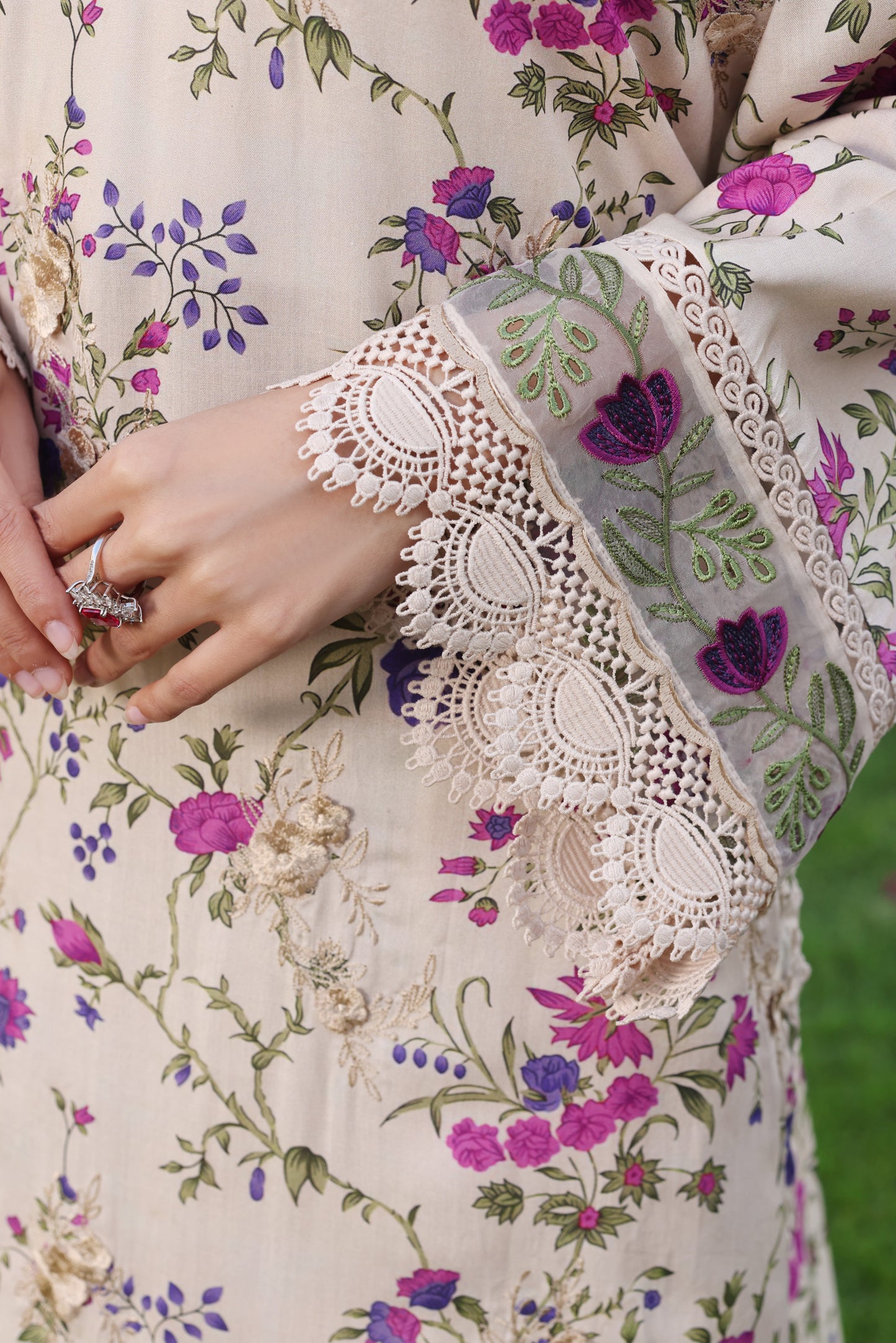 Rs 12500 Aneelas Stitched Print Emb Lawn Chiffon Duppata 3pc [SPR-26-01] [Dispatch Time 2 Months]