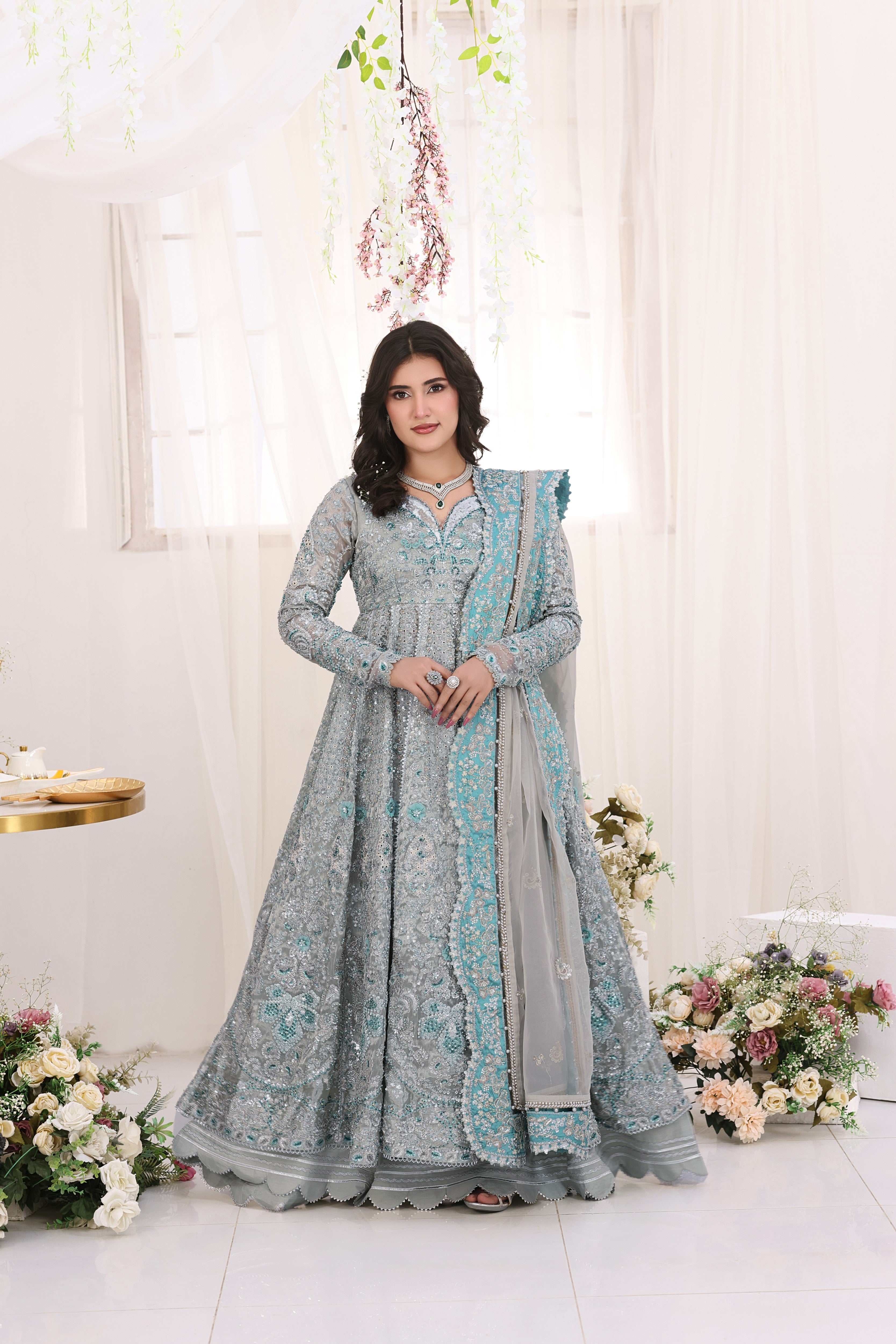 Aneelas Stitched Bridal Ada Work Emb Tissue 3pc [BR-34] [Dispatch Time 3 Months]