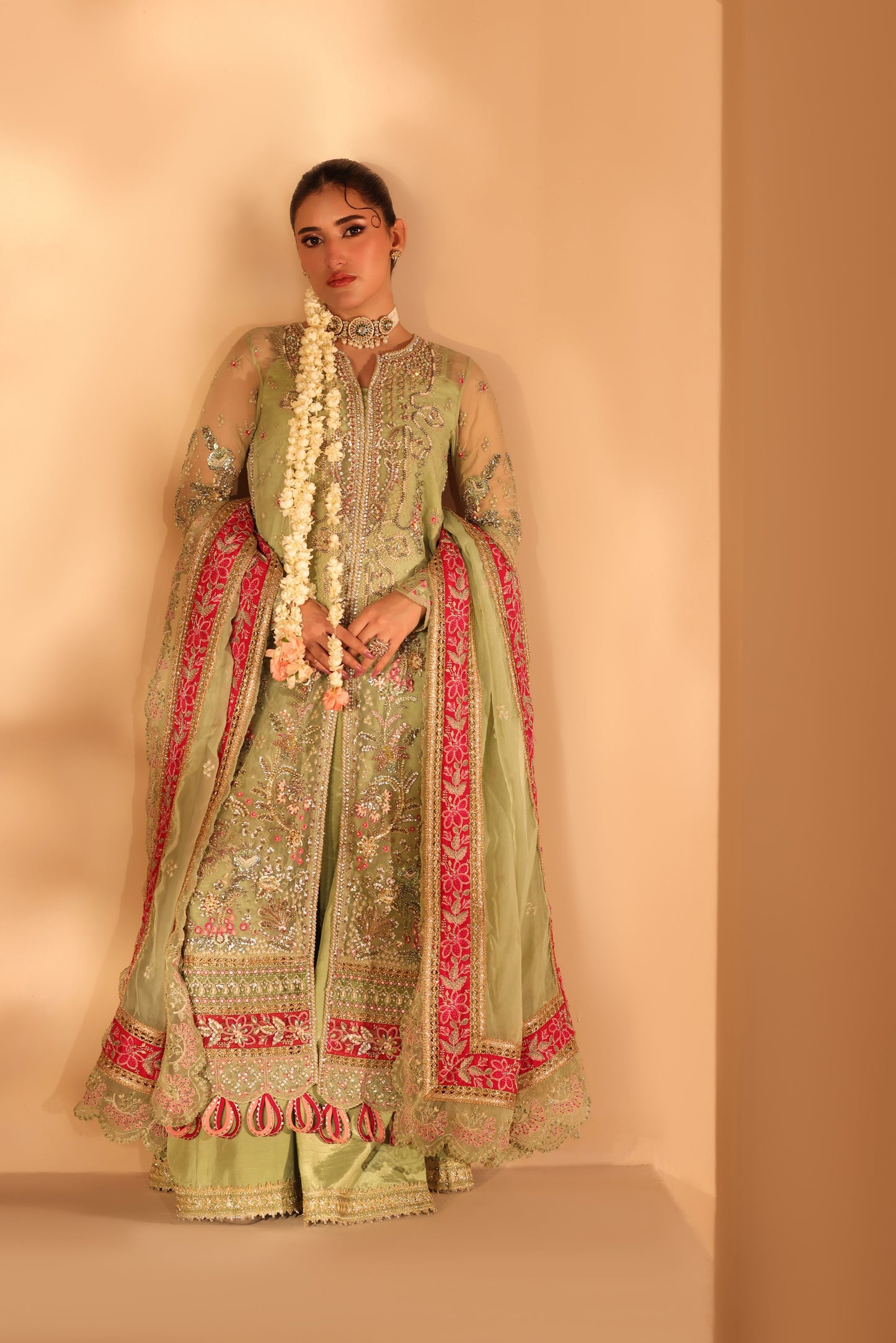 Aneelas Stitched Bridal/ Wedding Ada Work Maxi 3pc [BR-32] [Dispatch Time 3 Months]