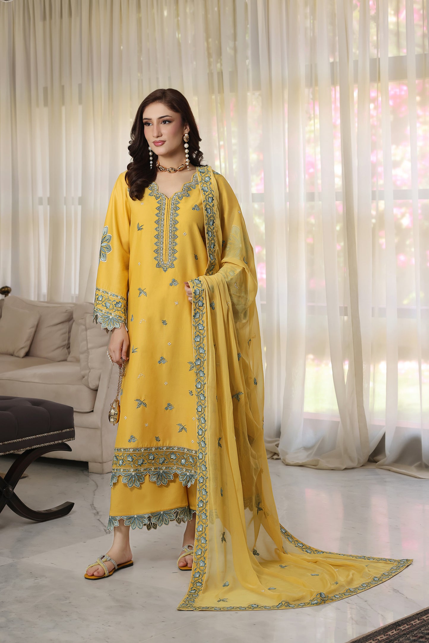 Rs 12950 Aneelas Stitched Lawn Emb 3pc Chiffon Duppata [LUX-26-76] [ Dispatch Time 2 Months]
