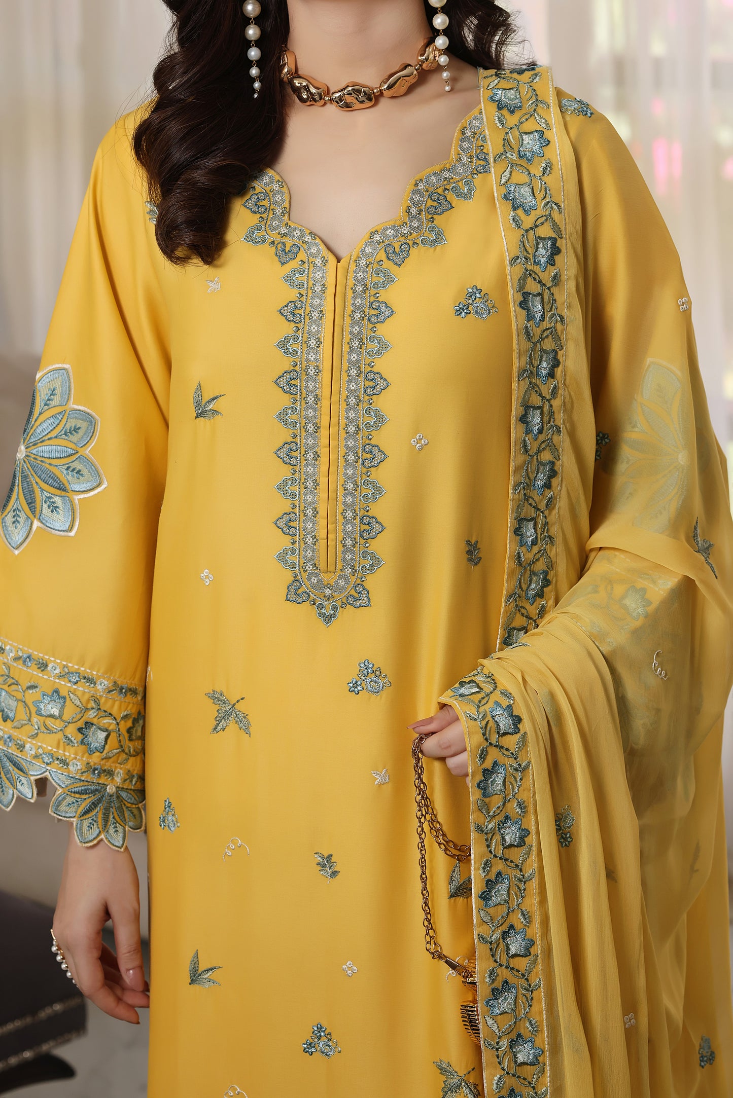 Rs 9000 Aneelas Stitched Lawn Emb Shirt Trouser 2pc [LUX-26-76] [Dispatch Time 2 Months]