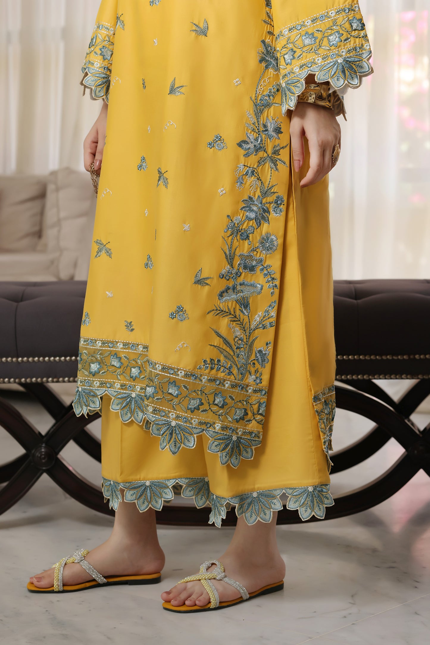 Rs 9000 Aneelas Stitched Lawn Emb Shirt Trouser 2pc [LUX-26-76] [Dispatch Time 2 Months]