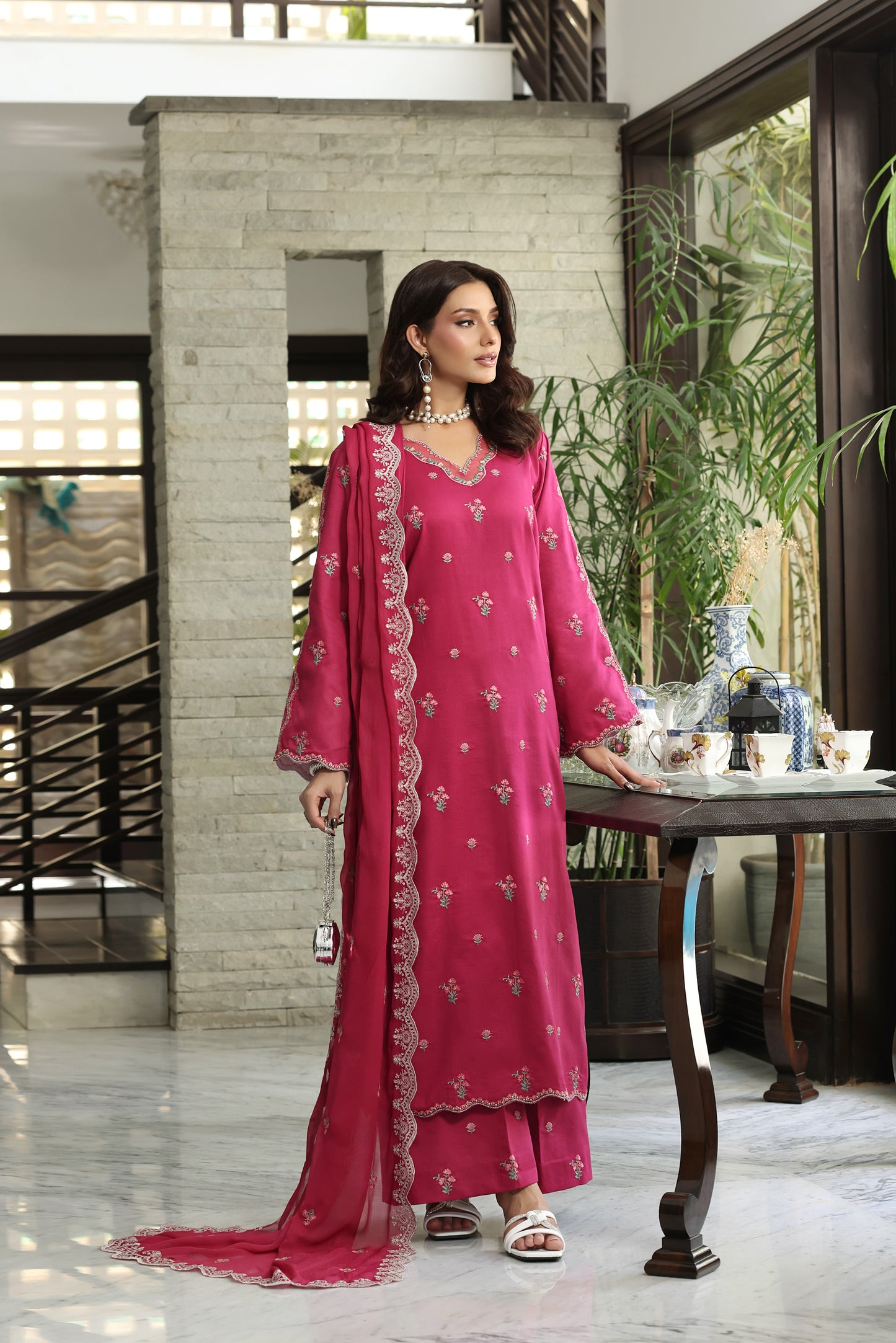 Rs 12950 Aneelas Stitched Lawn Emb 3pc Chiffon Duppata [LUX-26-75] [Dispatch Time 2 Months]
