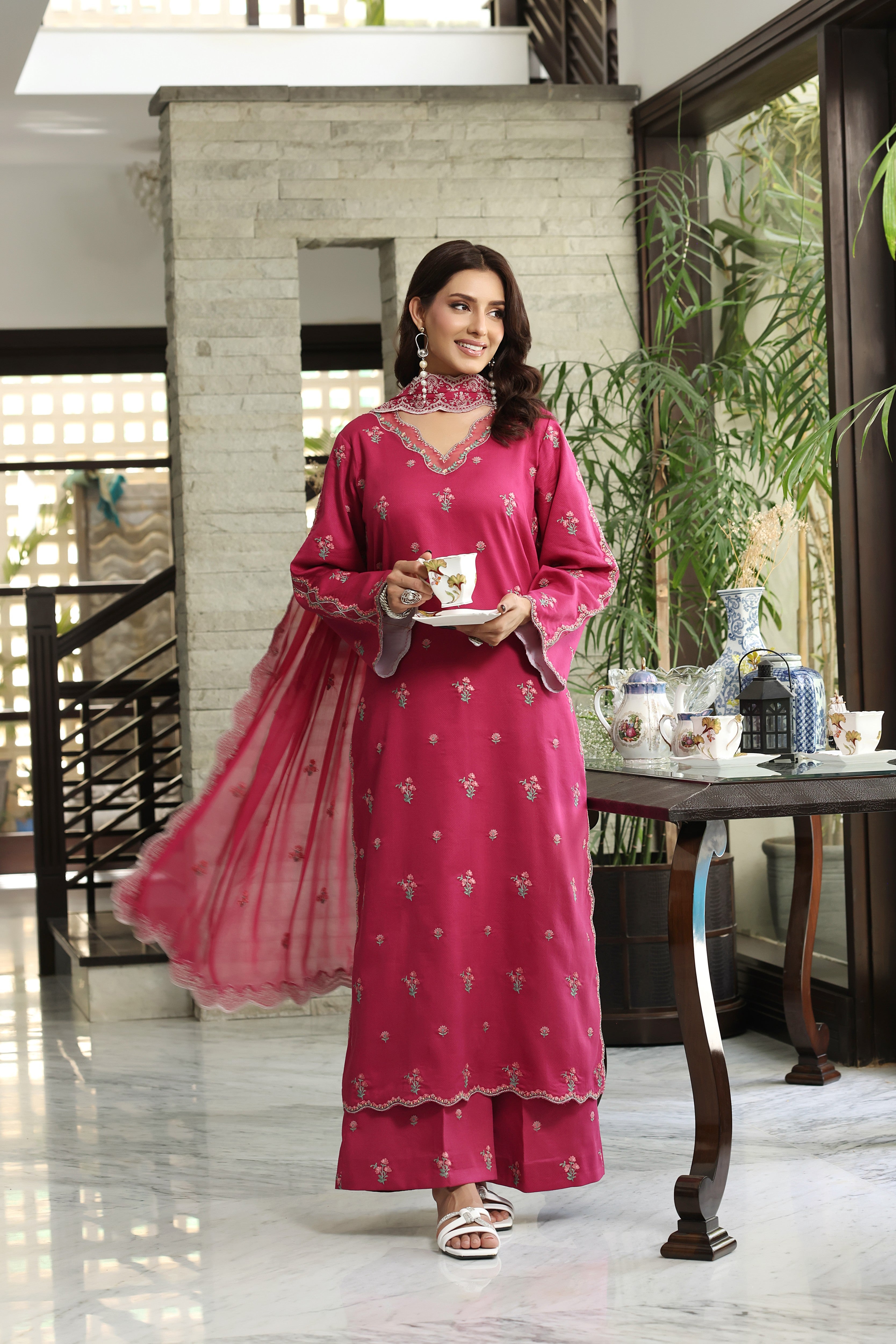 Rs 8800 Aneelas Stitched Lawn Emb Shirt Trouser 2pc [LUX-26-75] [Dispatch Time 2 Months]
