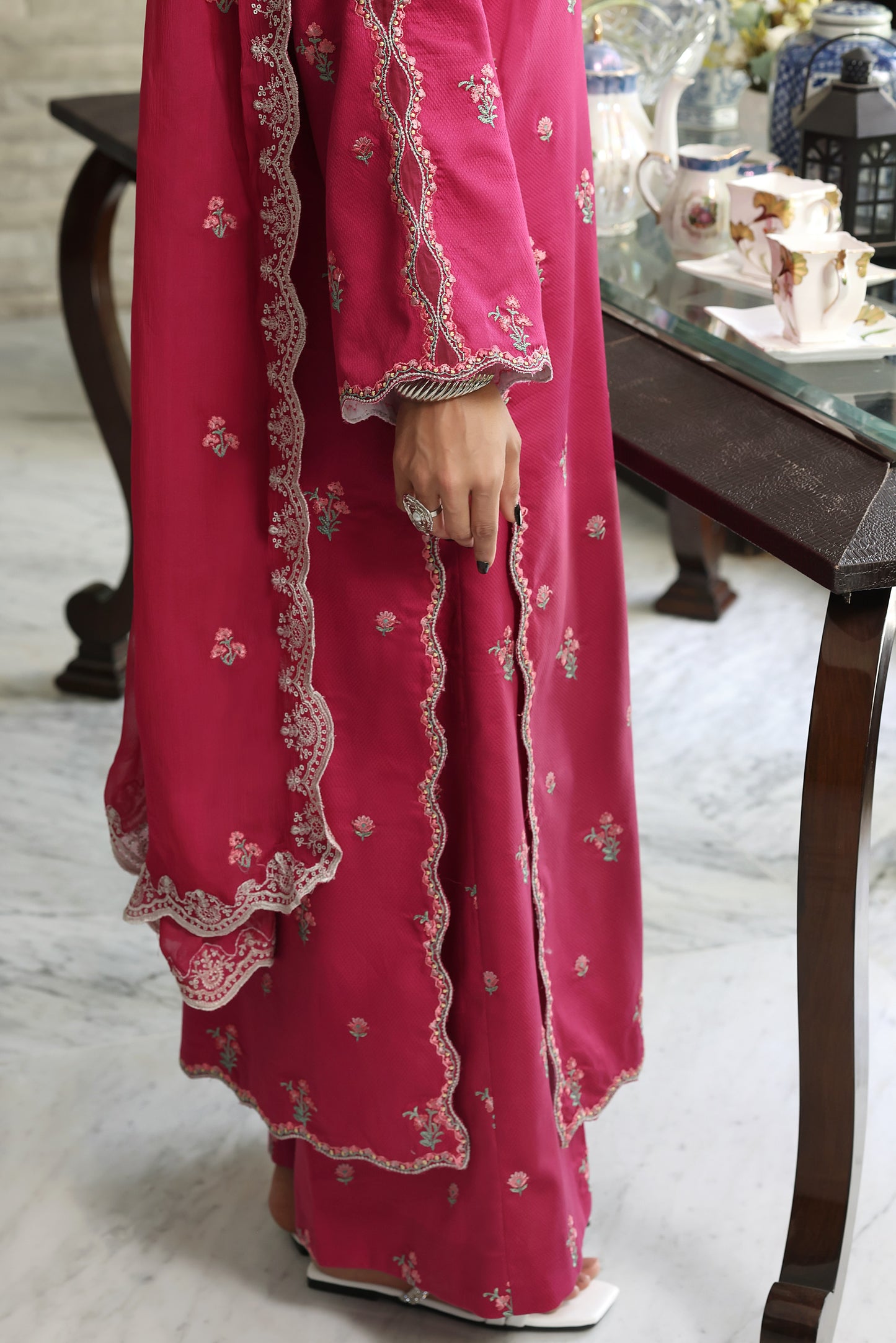 Rs 8800 Aneelas Stitched Lawn Emb Shirt Trouser 2pc [LUX-26-75] [Dispatch Time 2 Months]