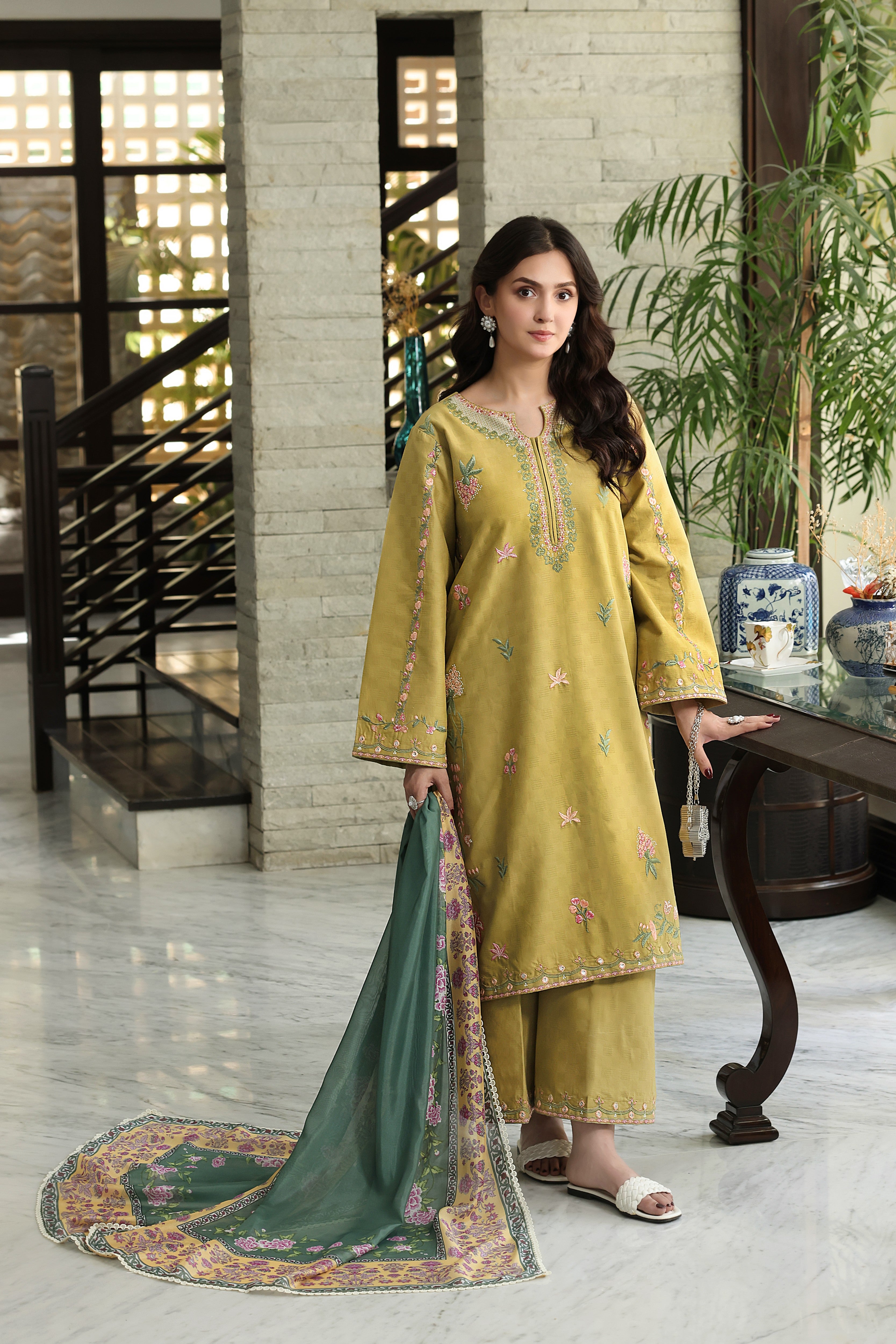 Rs 12500 Aneelas Stitched Jacquard Emb 3pc With Silk Duppata [LUX-26-82] [Dispatch Time 2 Month]