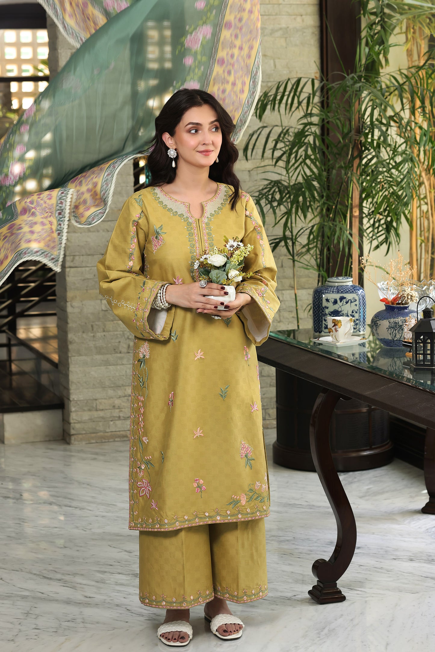 Rs 12500 Aneelas Stitched Jacquard Emb 3pc With Silk Duppata [LUX-26-82] [Dispatch Time 2 Month]
