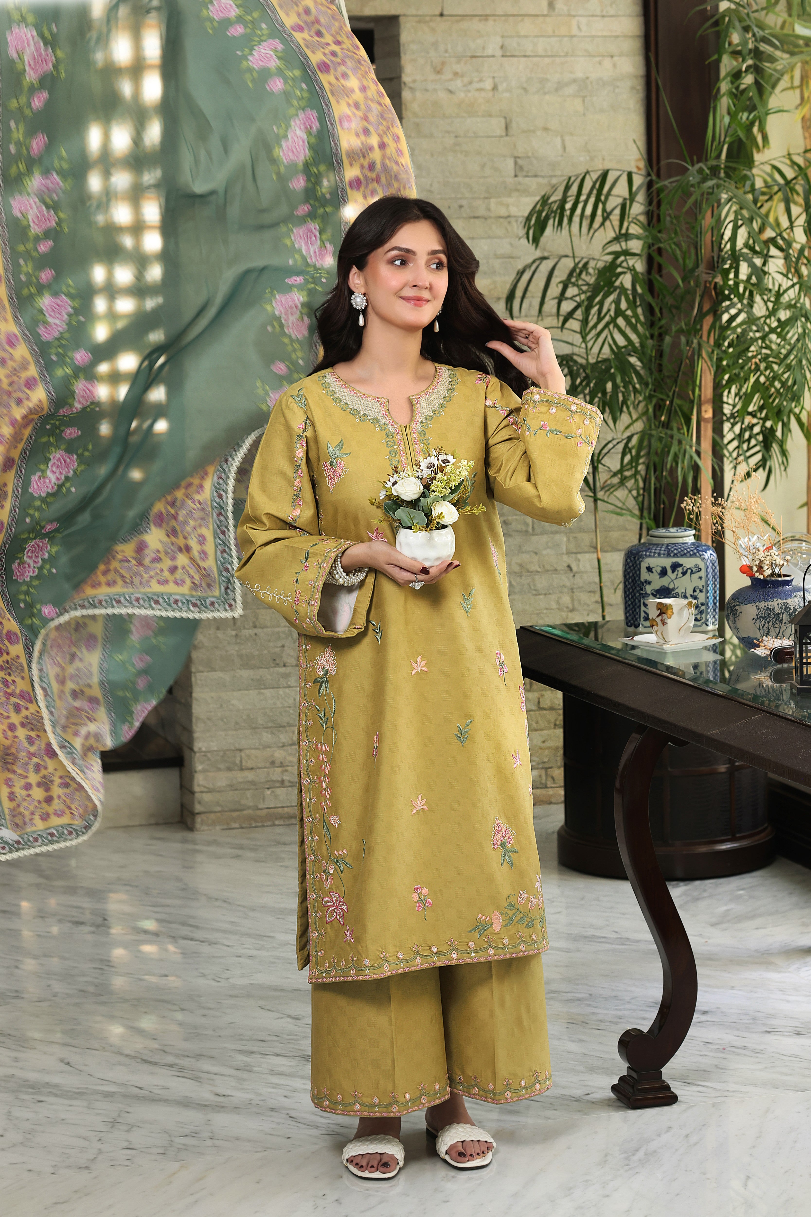 Rs 10000 Aneelas Stitched Jacquard Emb 2pc [LUX-26-82] [Dispatch Time 2 Months]