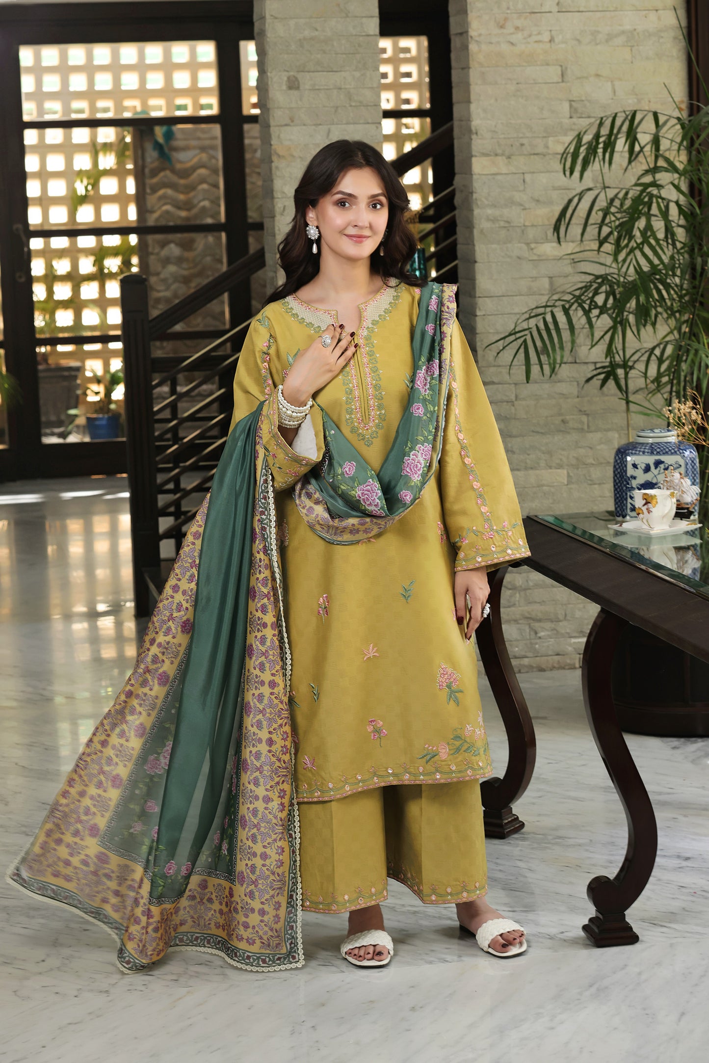 Rs 12500 Aneelas Stitched Jacquard Emb 3pc With Silk Duppata [LUX-26-82] [Dispatch Time 2 Month]