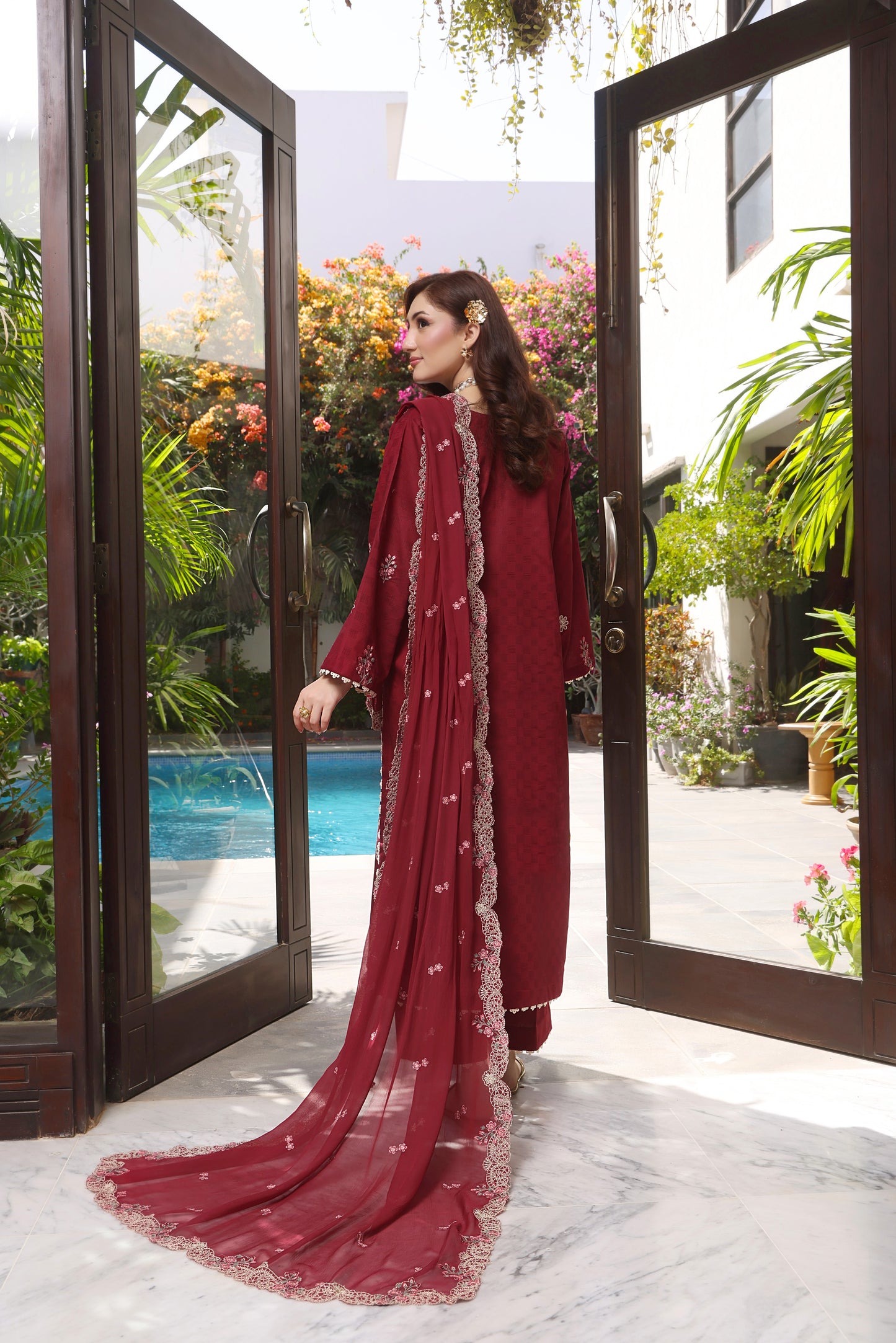 Rs 9000 Aneelas Stitched Lawn Emb Shirt Trouser 2pc [LUX-26-77] [Dispatch Time 2 Months]