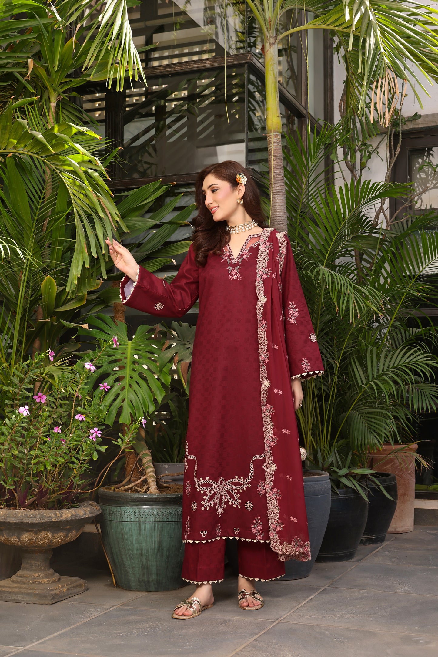 Rs 12950 Aneelas Stitched Lawn Emb 3pc Chiffon Duppata [LUX-26-77] [Dispatch Time 2 Months]