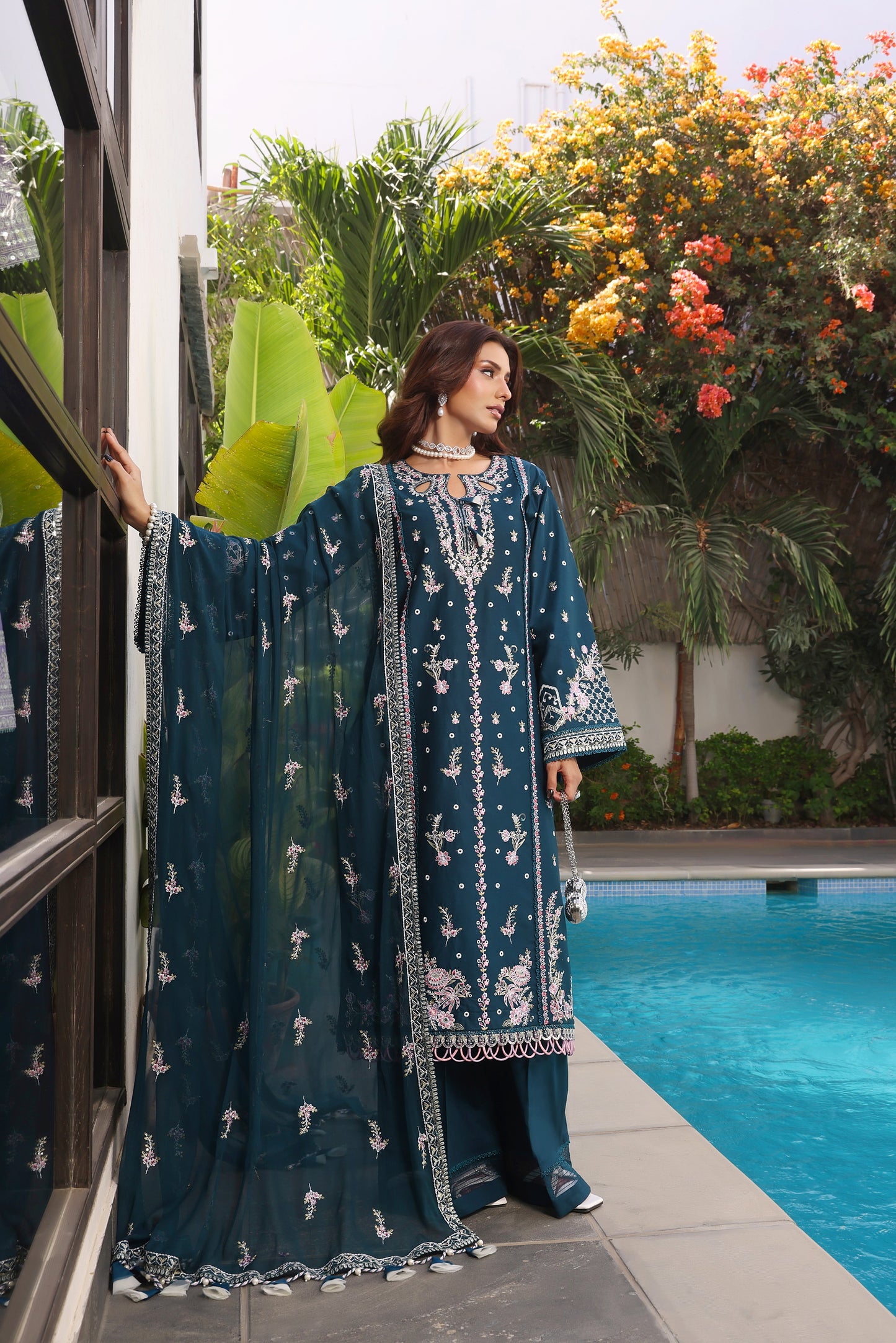 Rs 17500 Aneelas Stitched Luxury Lawn Emb 3pc Chiffon Duppata [LUX-26-74] [Dispatch Time 2 Months]