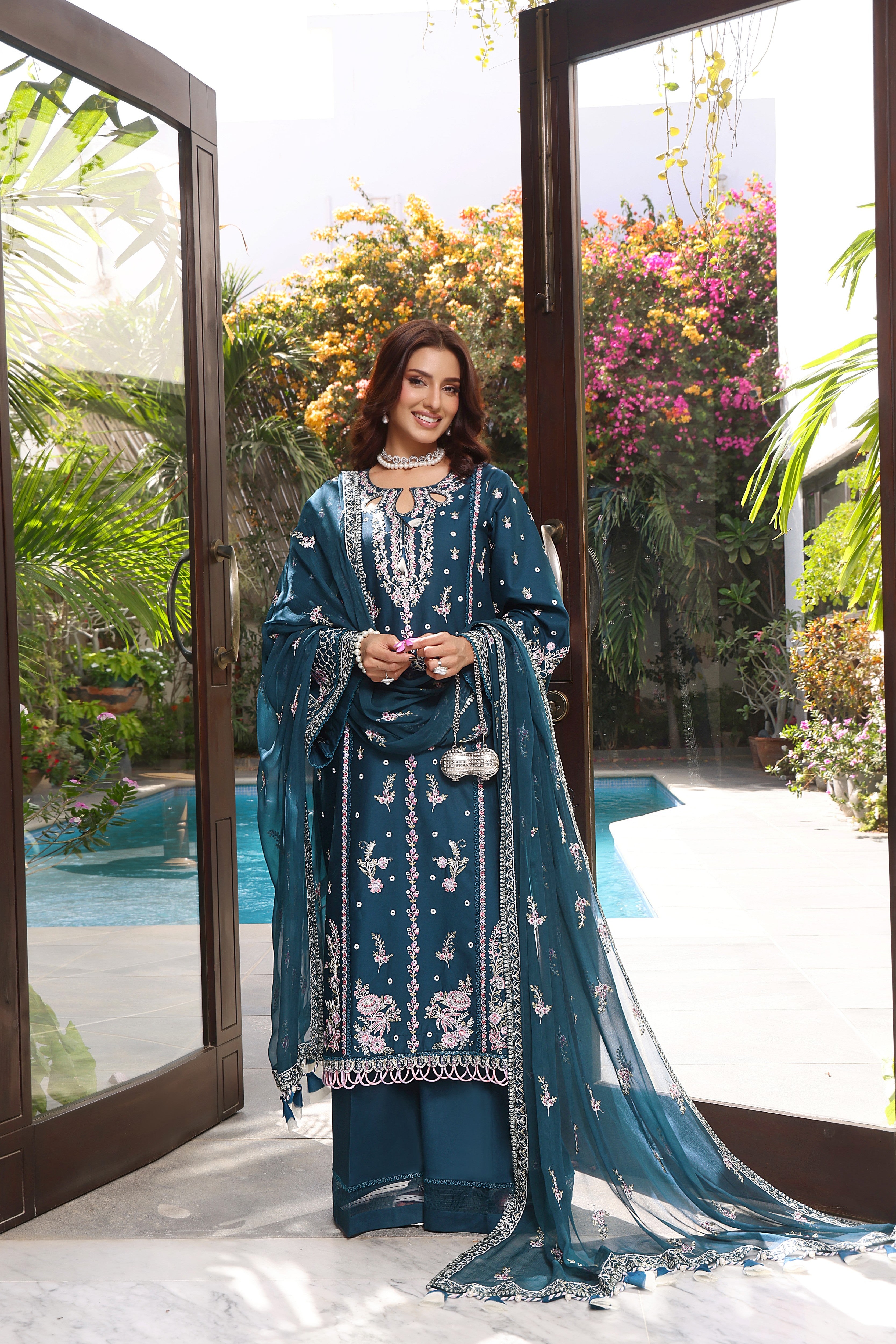 Rs 17500 Aneelas Stitched Luxury Lawn Emb 3pc Chiffon Duppata [LUX-26-74] [Dispatch Time 2 Months]