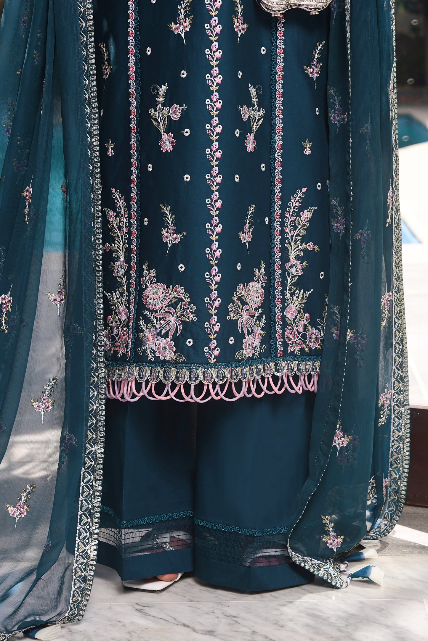 Rs 17500 Aneelas Stitched Luxury Lawn Emb 3pc Chiffon Duppata [LUX-26-74] [Dispatch Time 2 Months]