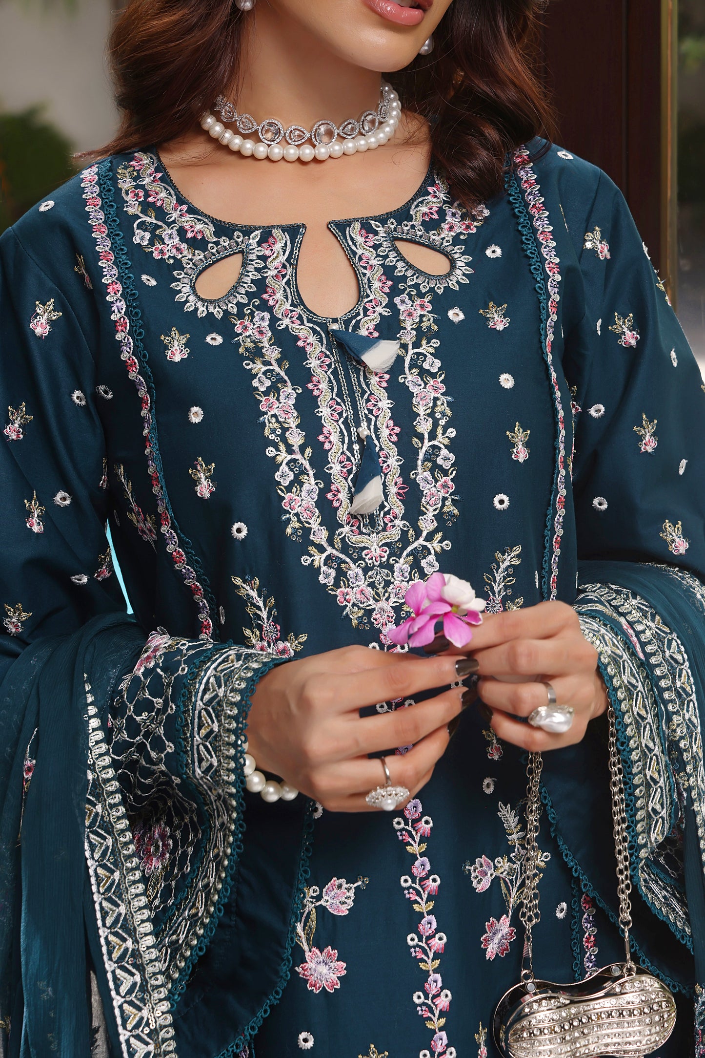 Rs 17500 Aneelas Stitched Luxury Lawn Emb 3pc Chiffon Duppata [LUX-26-74] [Dispatch Time 2 Months]