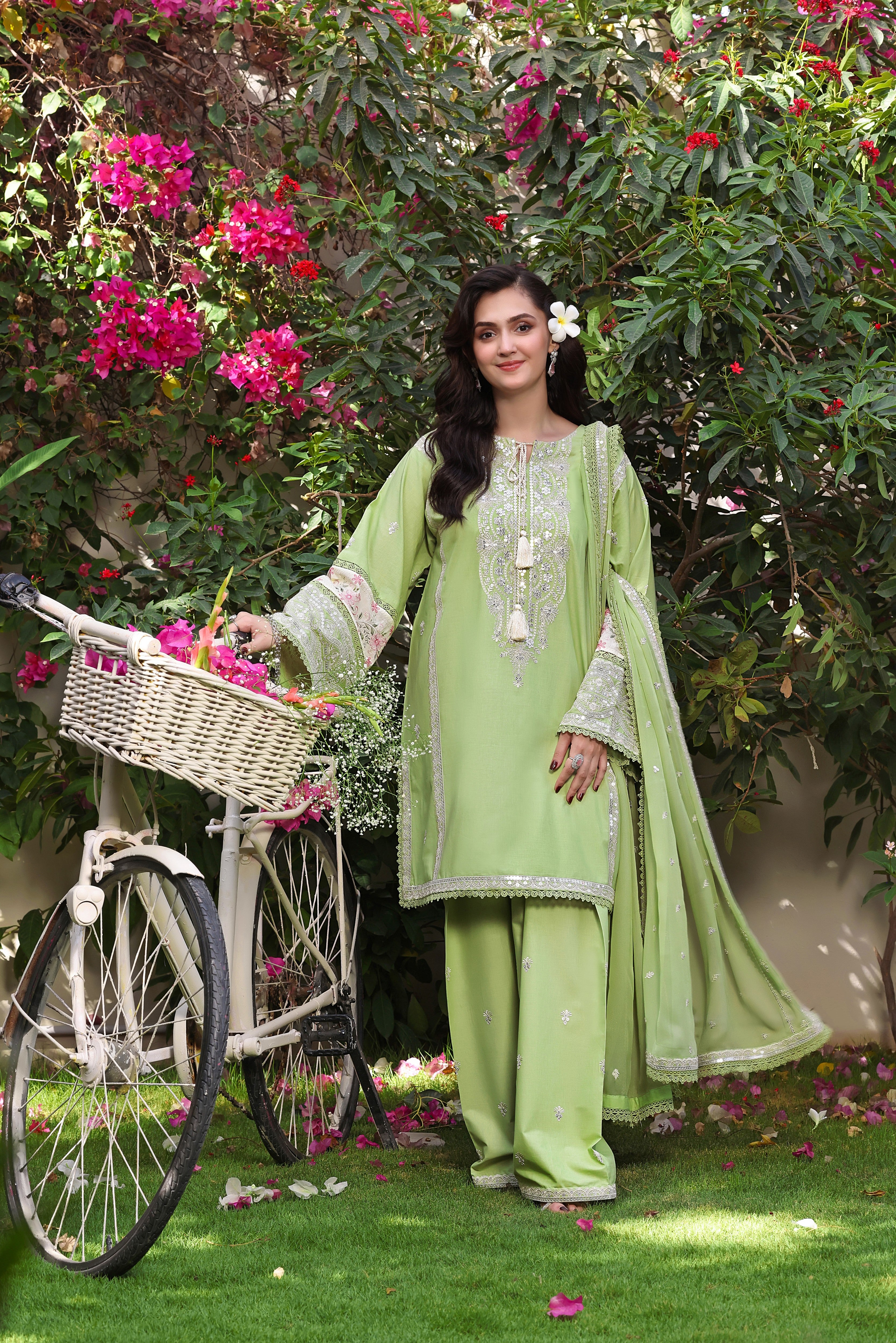 Rs 12000 Aneelas Stitched Lawn Emb 3pc Chiffon Duppata [SL-12] [Dispatch Time 2 Months]