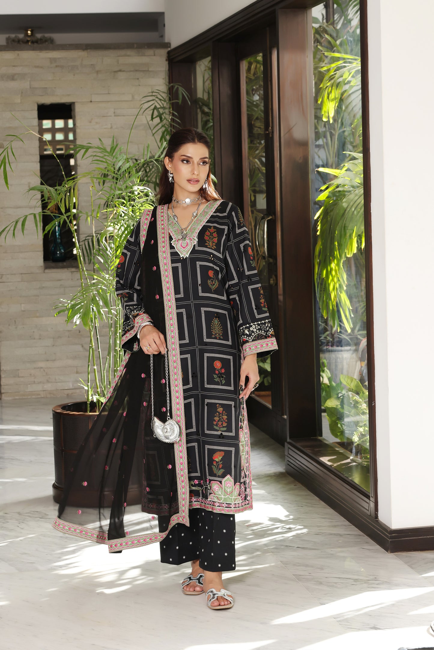 Rs 9000 Aneelas Stitched Lawn Print Emb Shirt Trouser 2pc [LUX-26-78] [Dispatch Time 2 Months]