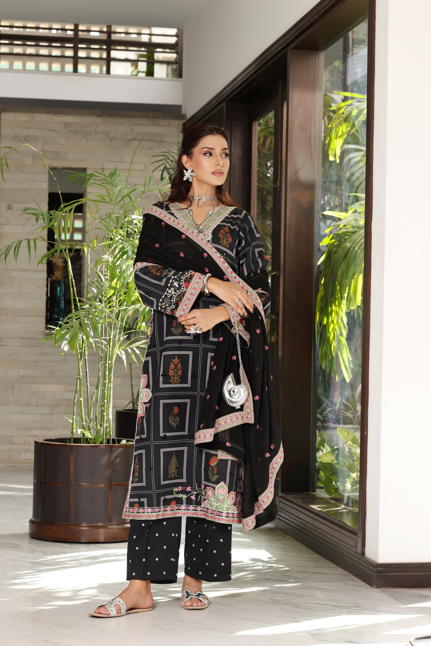 Rs 9000 Aneelas Stitched Lawn Print Emb Shirt Trouser 2pc [LUX-26-78] [Dispatch Time 2 Months]
