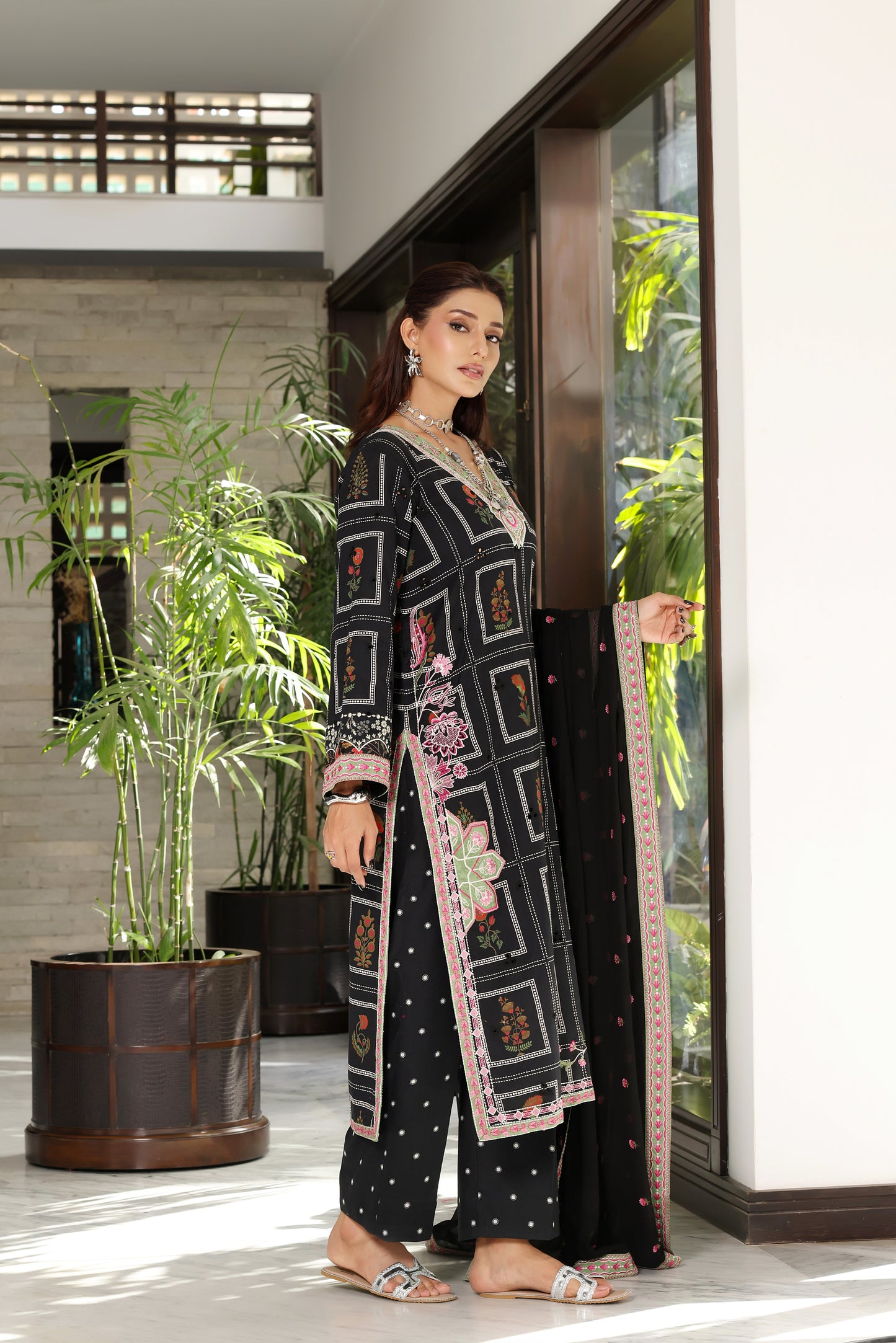 Rs 9000 Aneelas Stitched Lawn Print Emb Shirt Trouser 2pc [LUX-26-78] [Dispatch Time 2 Months]