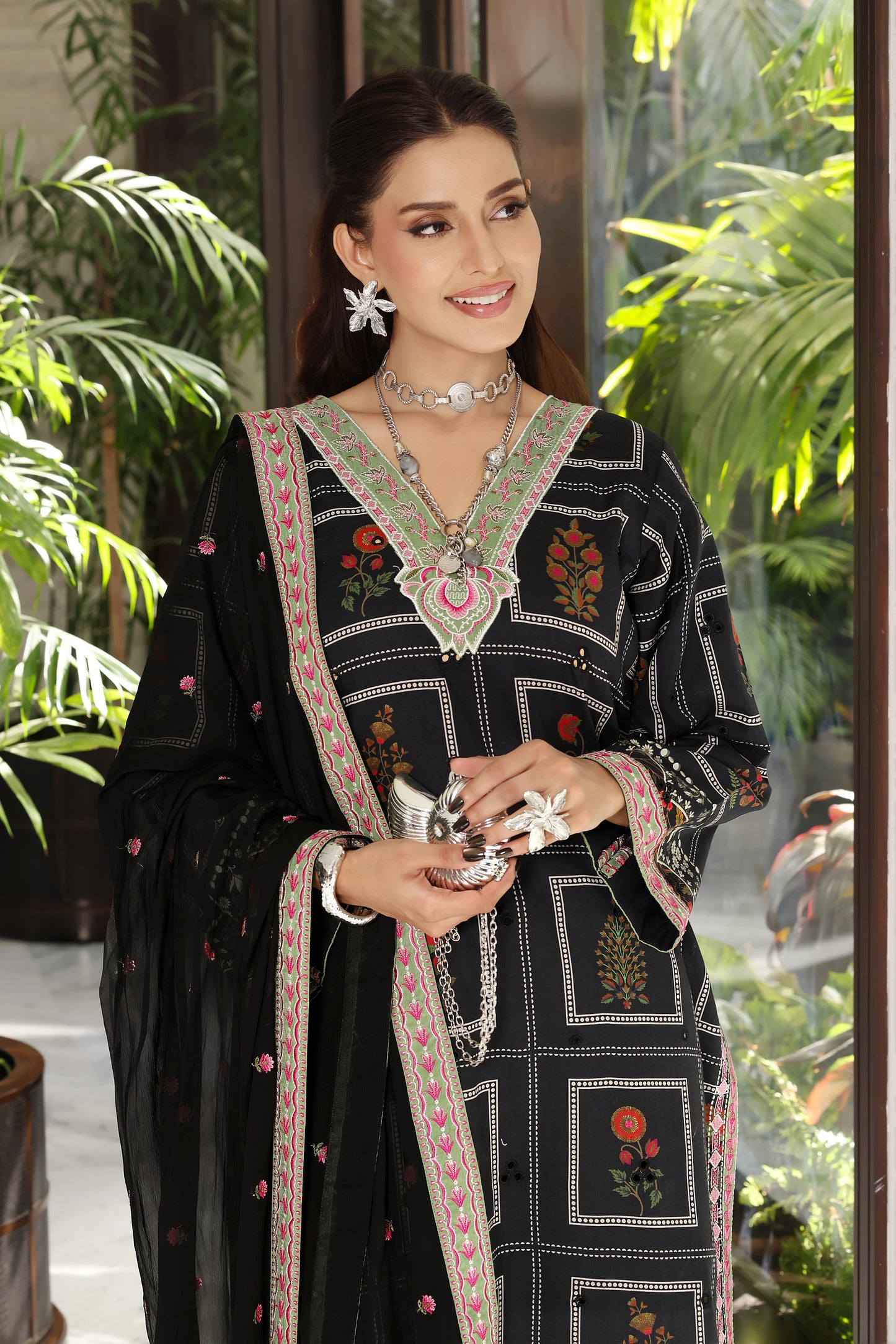 Rs 9000 Aneelas Stitched Lawn Print Emb Shirt Trouser 2pc [LUX-26-78] [Dispatch Time 2 Months]