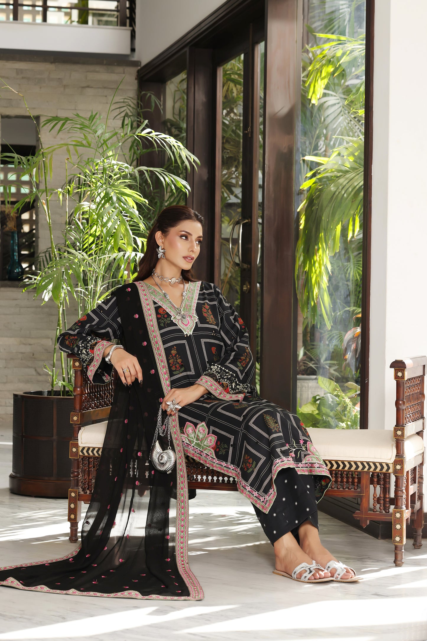 Rs 9000 Aneelas Stitched Lawn Print Emb Shirt Trouser 2pc [LUX-26-78] [Dispatch Time 2 Months]