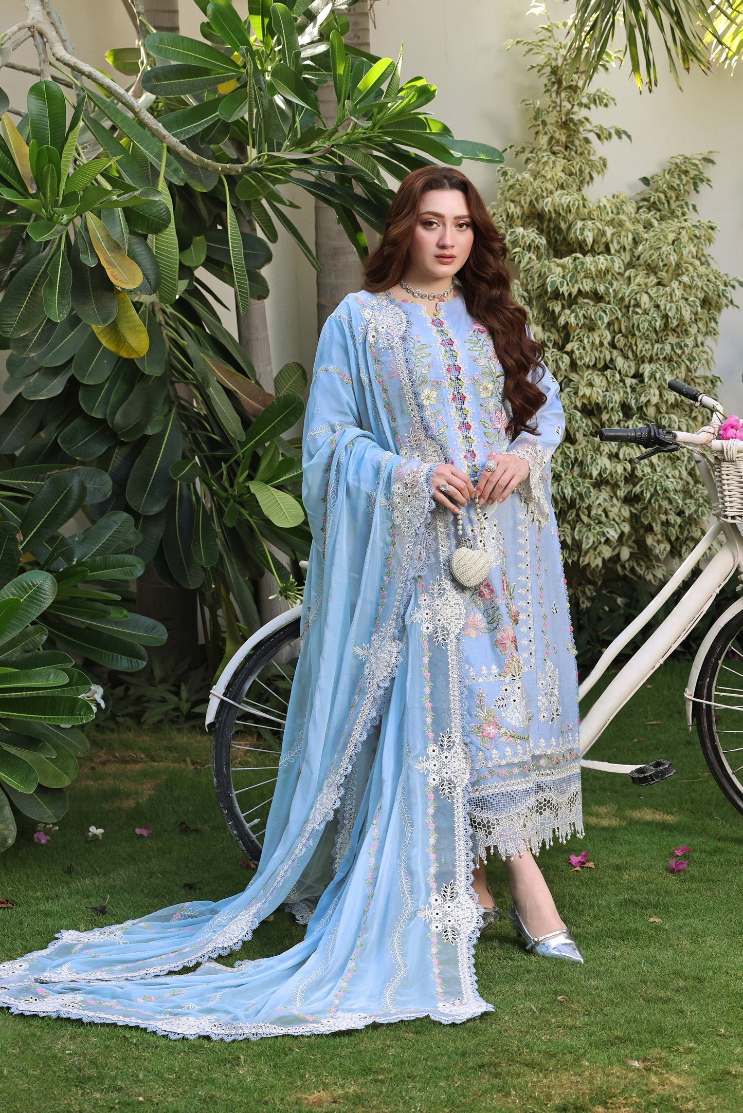 Rs 20000 Aneelas Stitched Luxury Lawn Emb 3pc [LUX-26-66] [Dispatch Time 2 Months]