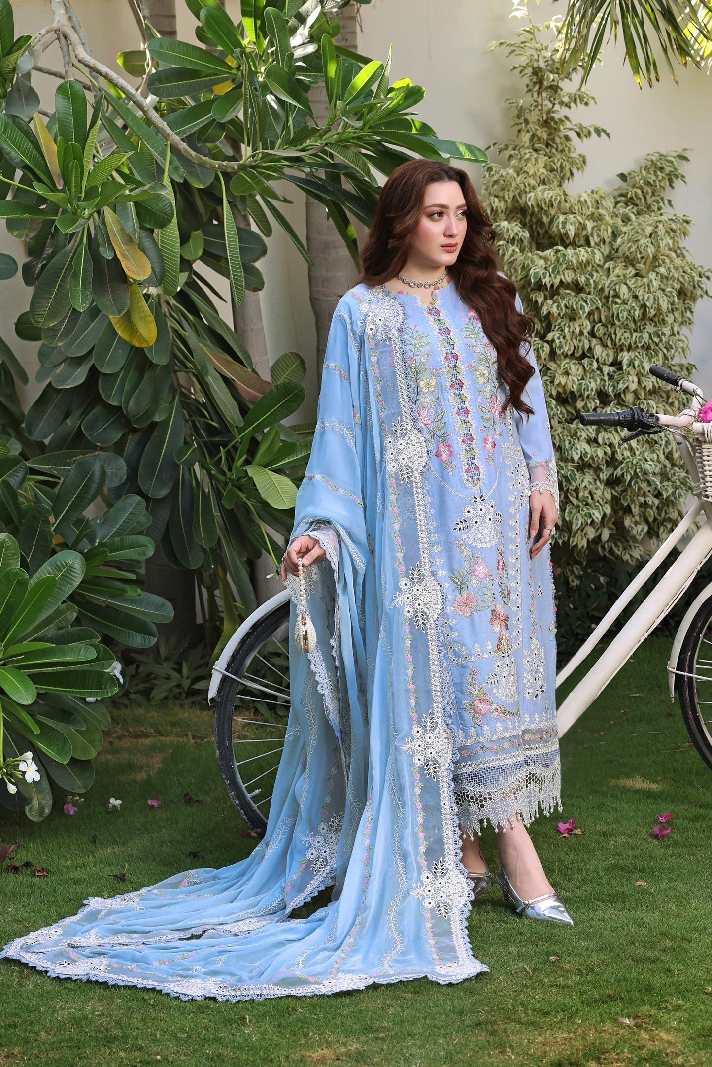 Rs 20000 Aneelas Stitched Luxury Lawn Emb 3pc [LUX-26-66] [Dispatch Time 2 Months]
